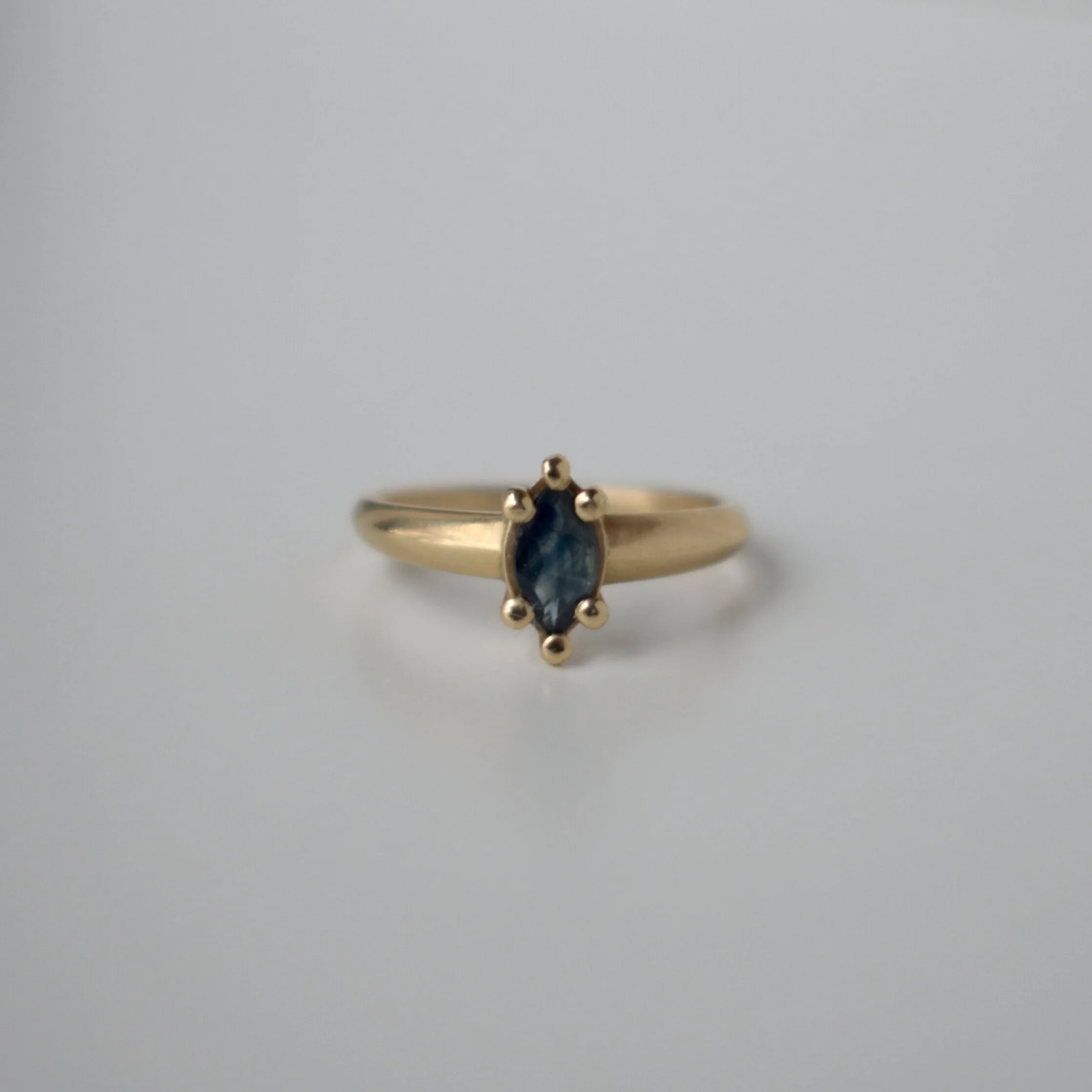 14k Yellow Gold Ring with Marquise Sapphire 