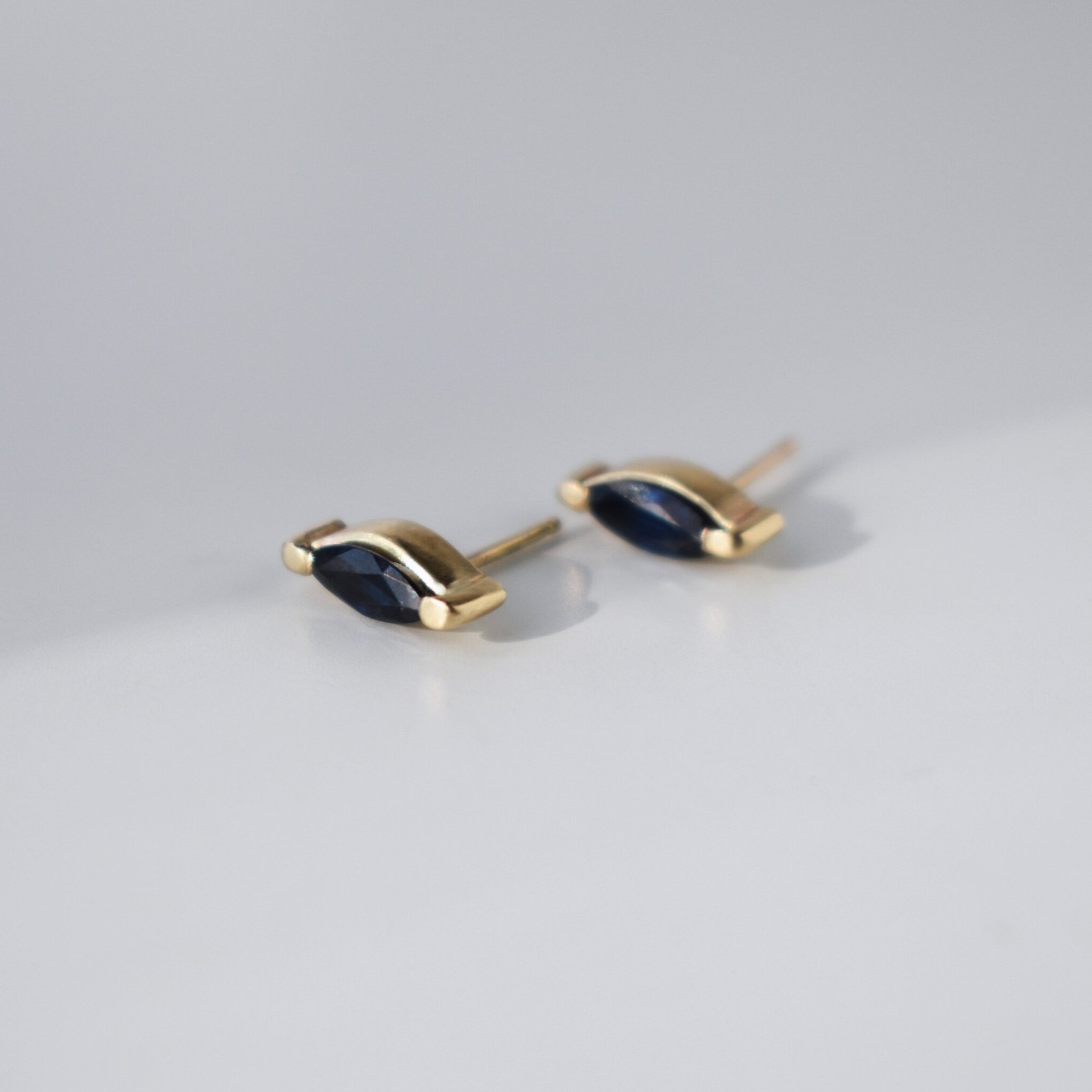 14k Gold Earrings with Marquise Sapphires 
