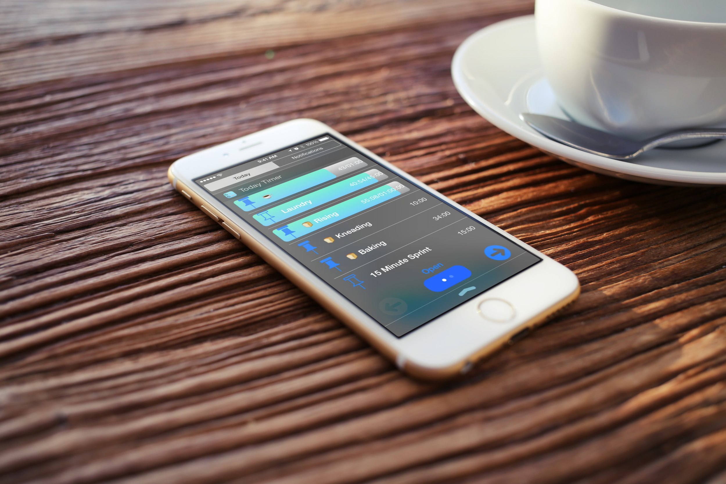 The Today Widget provides at a glance status on your running timers, without even needing to unlock your phone!