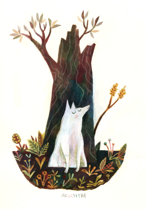WOLF AND TREE - Art Print