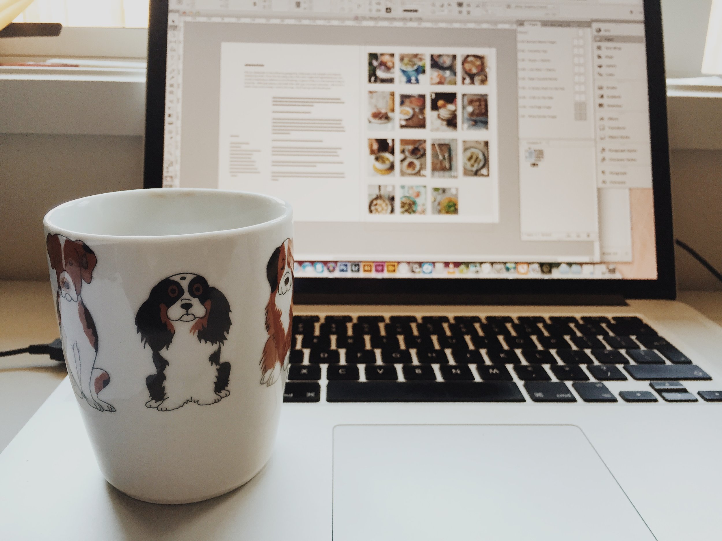Settling in to design with a lot of coffee