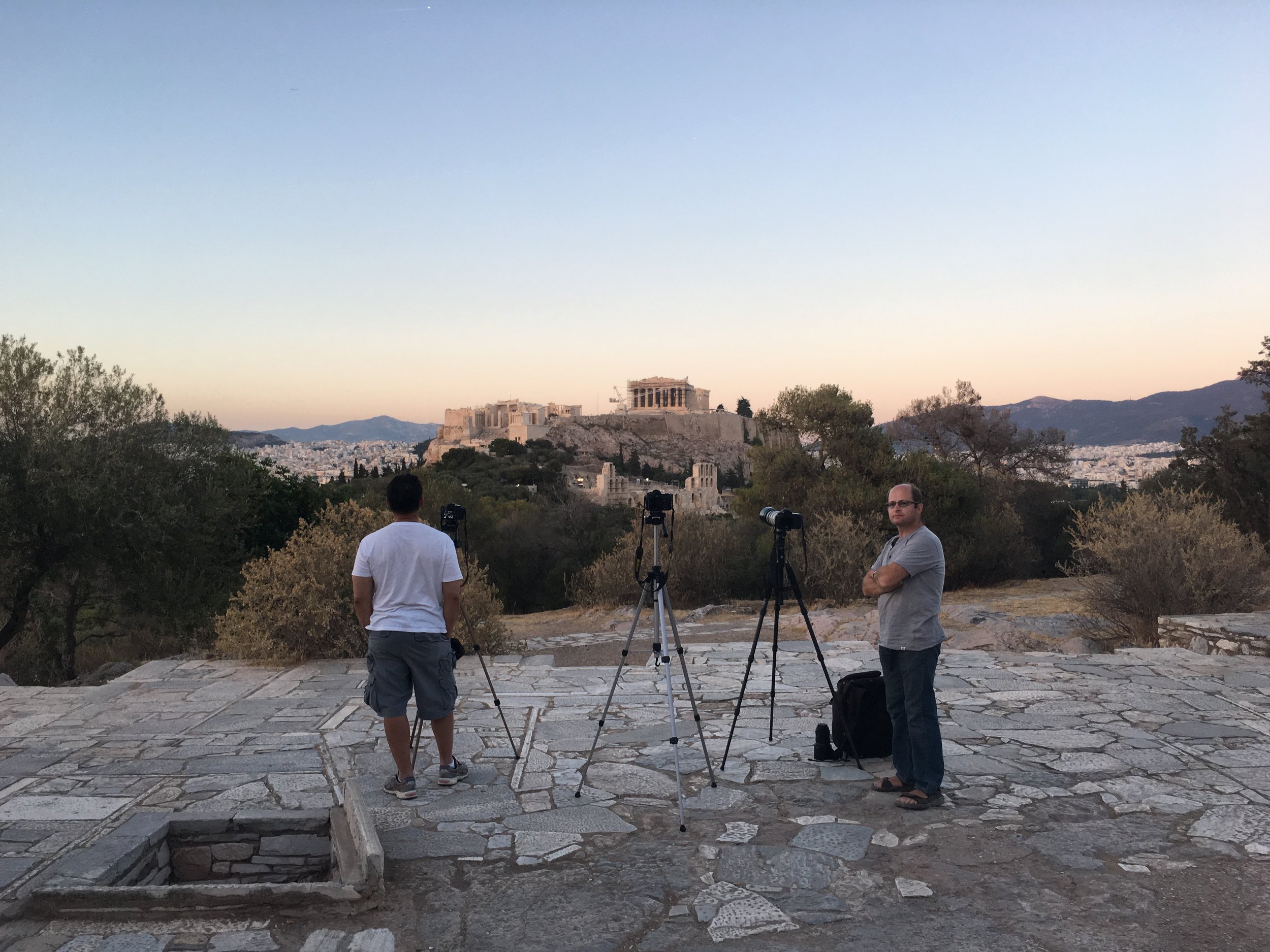Waiting for the sun to set over the Acropolis. (PS - mine was bigger than theirs)