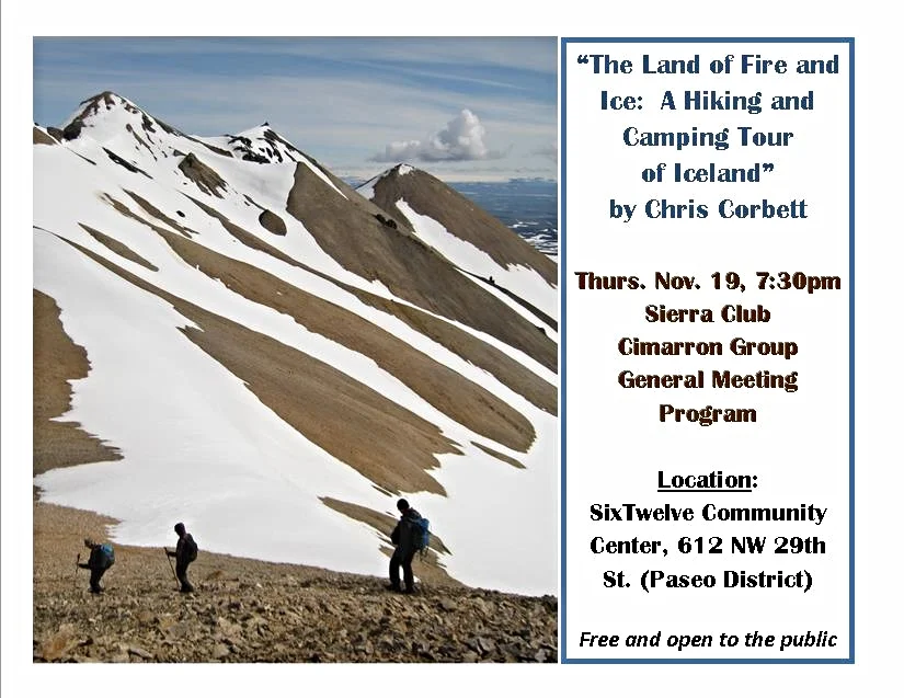 Oklahoma Cimarron Sierra Club's "The Land of Fire and Ice: A Hiking and Camping Tour of Iceland"
