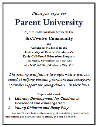 Parent University with The University of Oklahoma Early Childhood Education Program