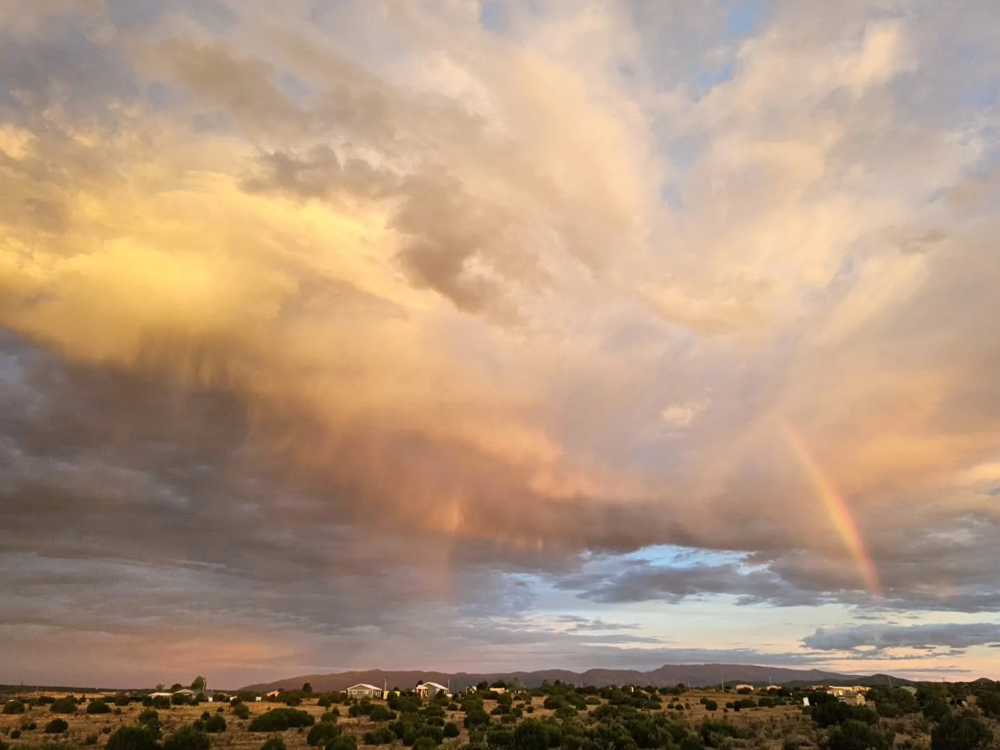 It's not all rainbows and puffy golden clouds with cotton candy pink mixed in, but sometimes those things emerge after the night. 🌈🌼💕

#skyphotographyَ #landofenchantment #rainbows #newmexicosky