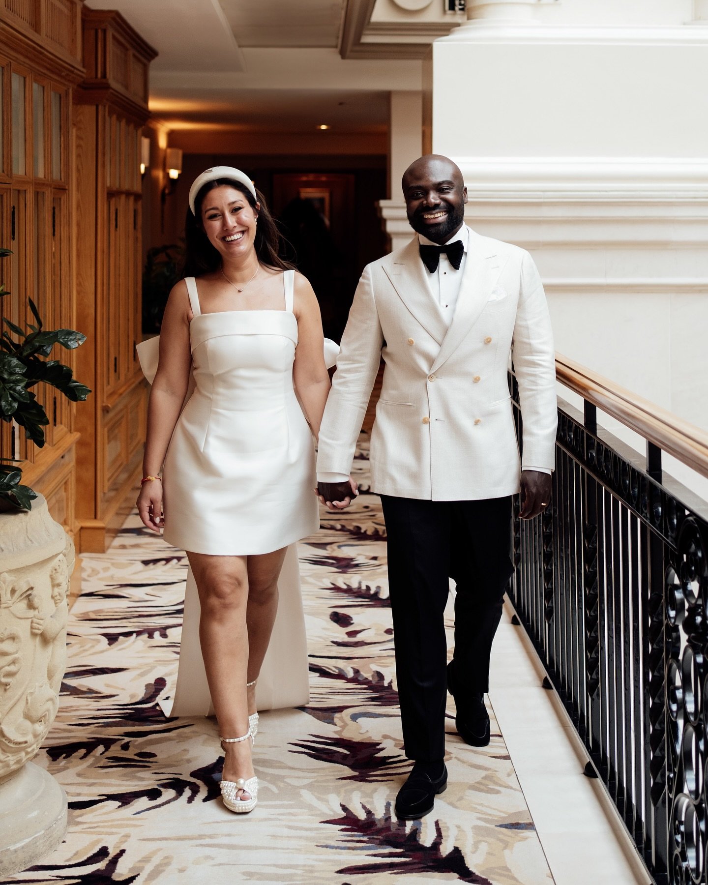 S&amp;B taking in the incredible Landmark Hotel during their reception dinner, after their Old Marylebone Town Hall Wedding ceremony in London

Venue @adaytorememberlondon @the_landmark_london 
Florist @_wonderinthewild_ 
Dress @preajames_bridal from