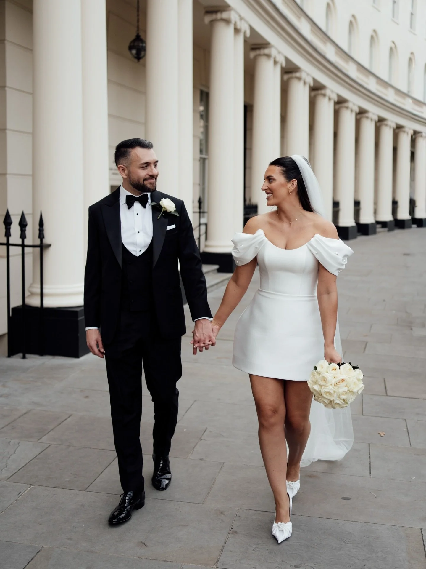 N&amp;J taking a stroll along Regent&rsquo;s Crescent after their Old Marylebone Town Hall wedding ceremony in London.

Florals @appleyardlondon 
Makeup Artist @georgiacdeane 
Hair @kirstiebowdin.era 
Venue @adaytorememberlondon 
Video @clique_visual