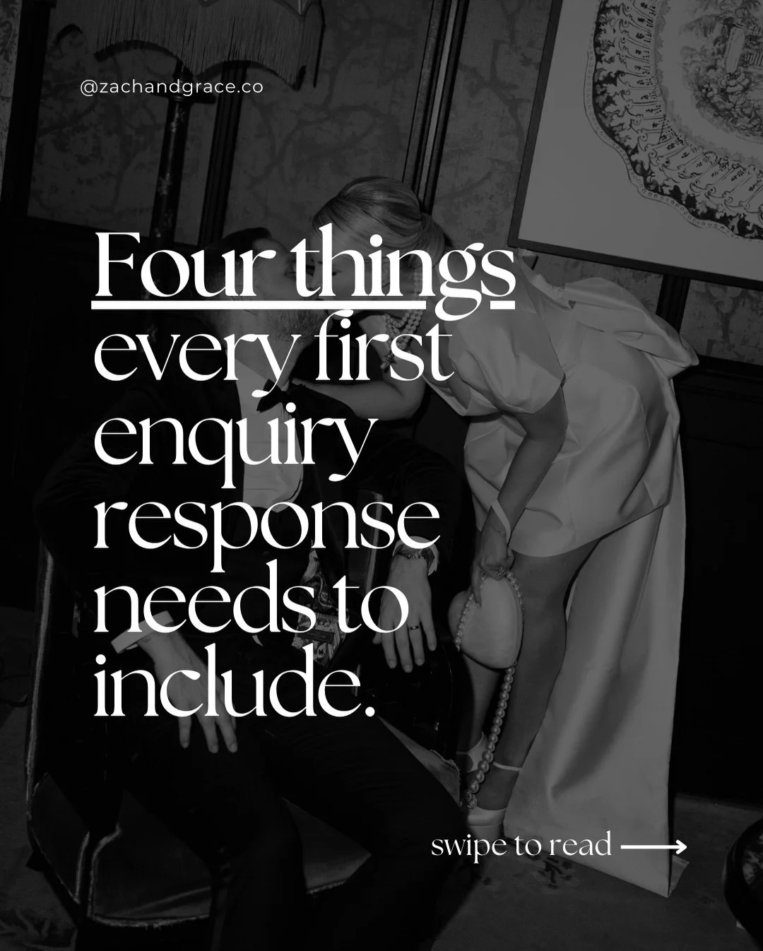 Your first response is doing more work than you might realise, and most photographers are leaving at least one or two of these out.

The full gallery link is the one that tends to divide people. The logic of not sending one is that a couple might see