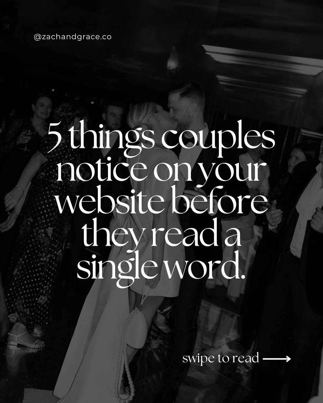 Most couples decide within seconds whether to stay on your website or leave.

And in those first few seconds, they haven&rsquo;t read a word.
They&rsquo;re looking at your images. They&rsquo;re feeling the overall aesthetic. They&rsquo;re deciding, a
