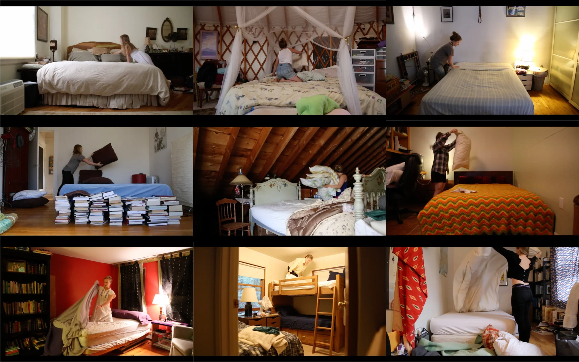 Every Bed I've Ever Slept In, video + text, 2014-2017