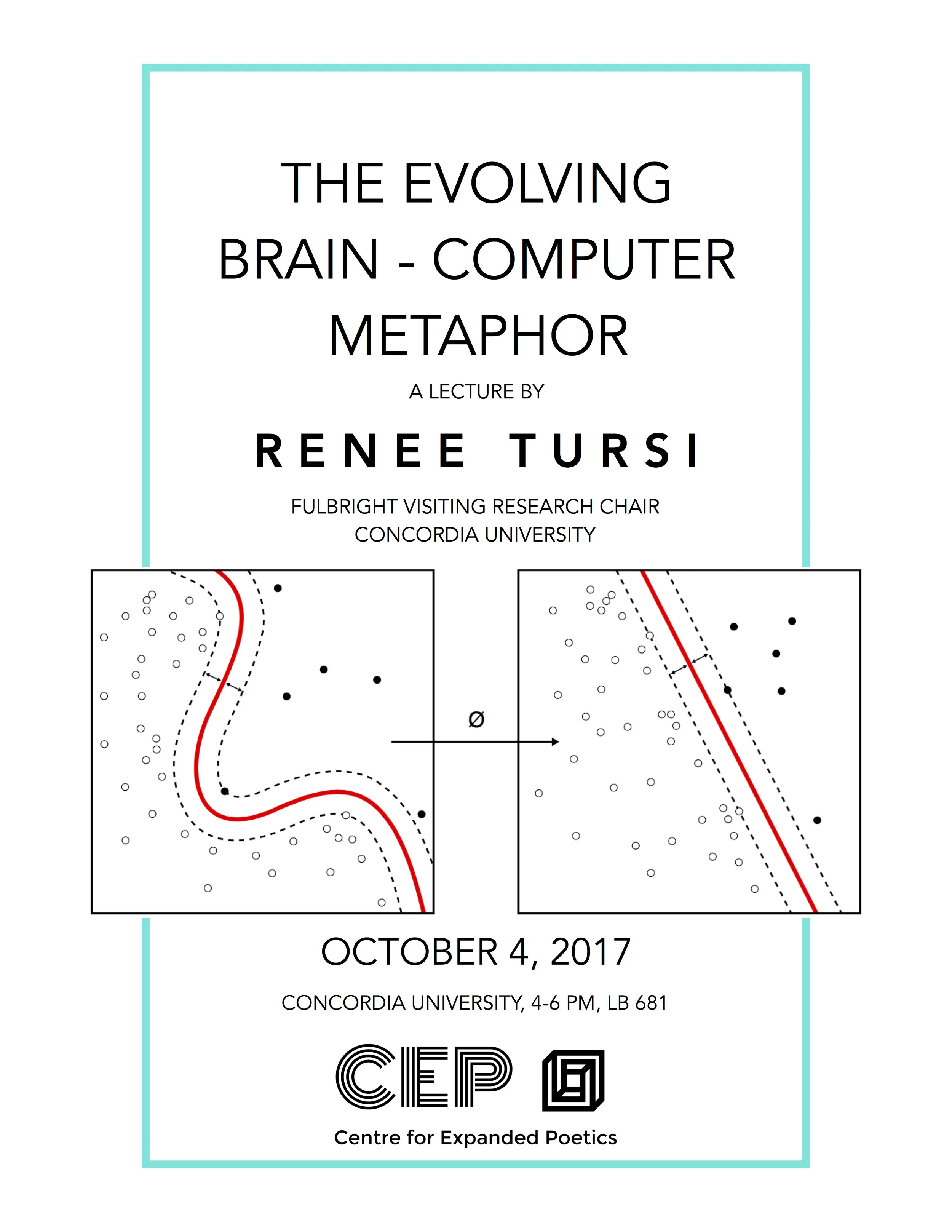 Join us on October 4 for a lecture on deep learning and "The Evolving Brain-Computer Metaphor" by Renee Tursi, Fulbright Visiting Research Chair at Concordia University and affiliate of the CEP, 2017-2018. 