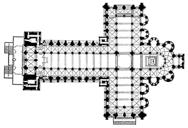 Most Christian churches have a cruciform ground plan. Place Ville Marie is built in this strict tradition, no matter the intentions of the architects, Cobb and Pei.