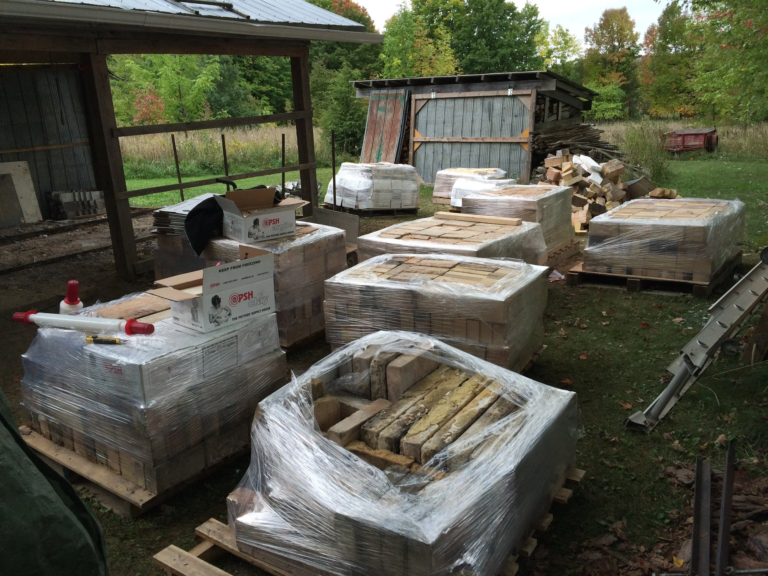 Step 8: Grind and stack bricks on pallets. Stretch wrap and prepare for delivery.