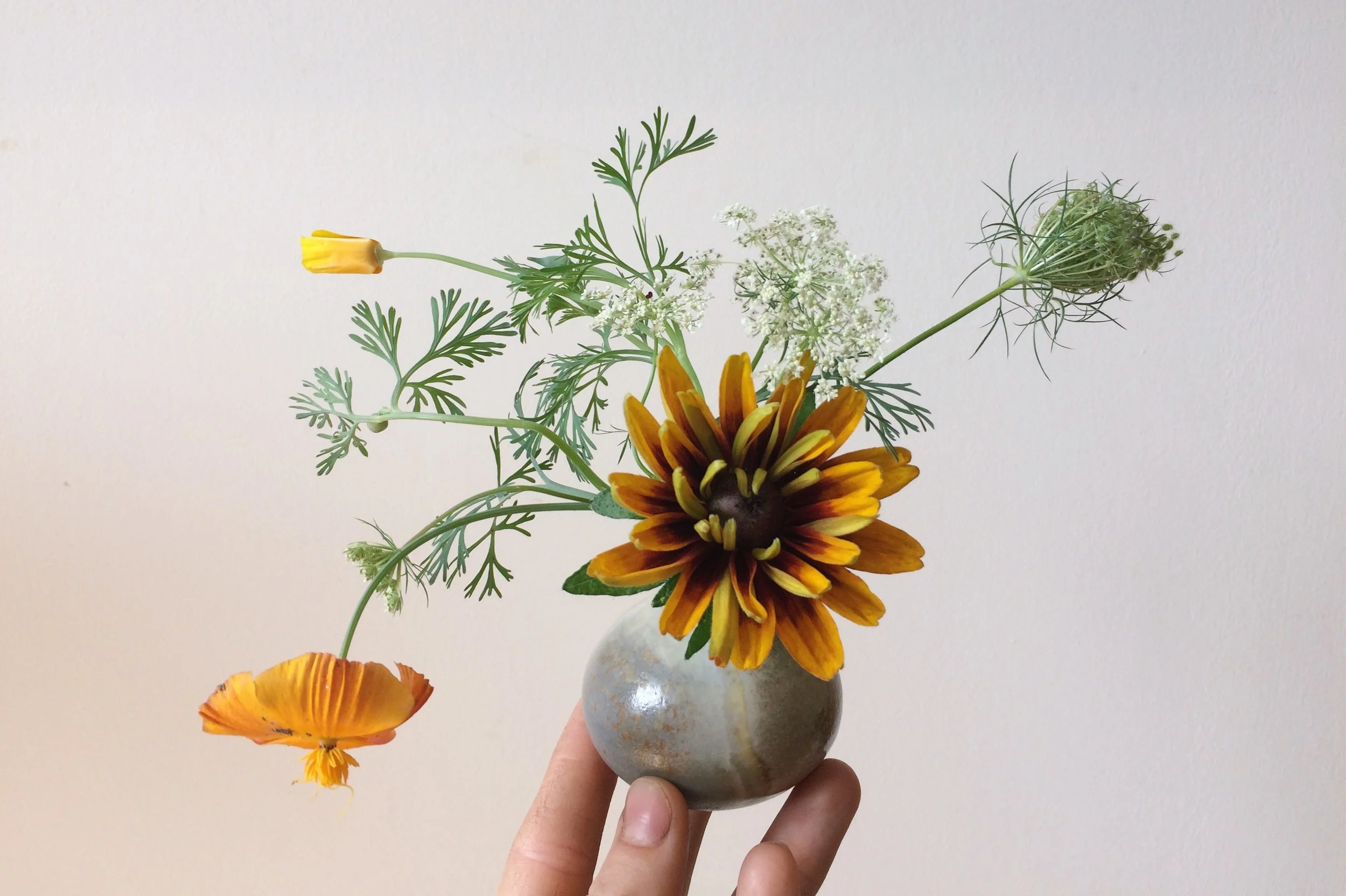 porcelain budvase, shirley poppy, queen anne's lace - Emma Smith