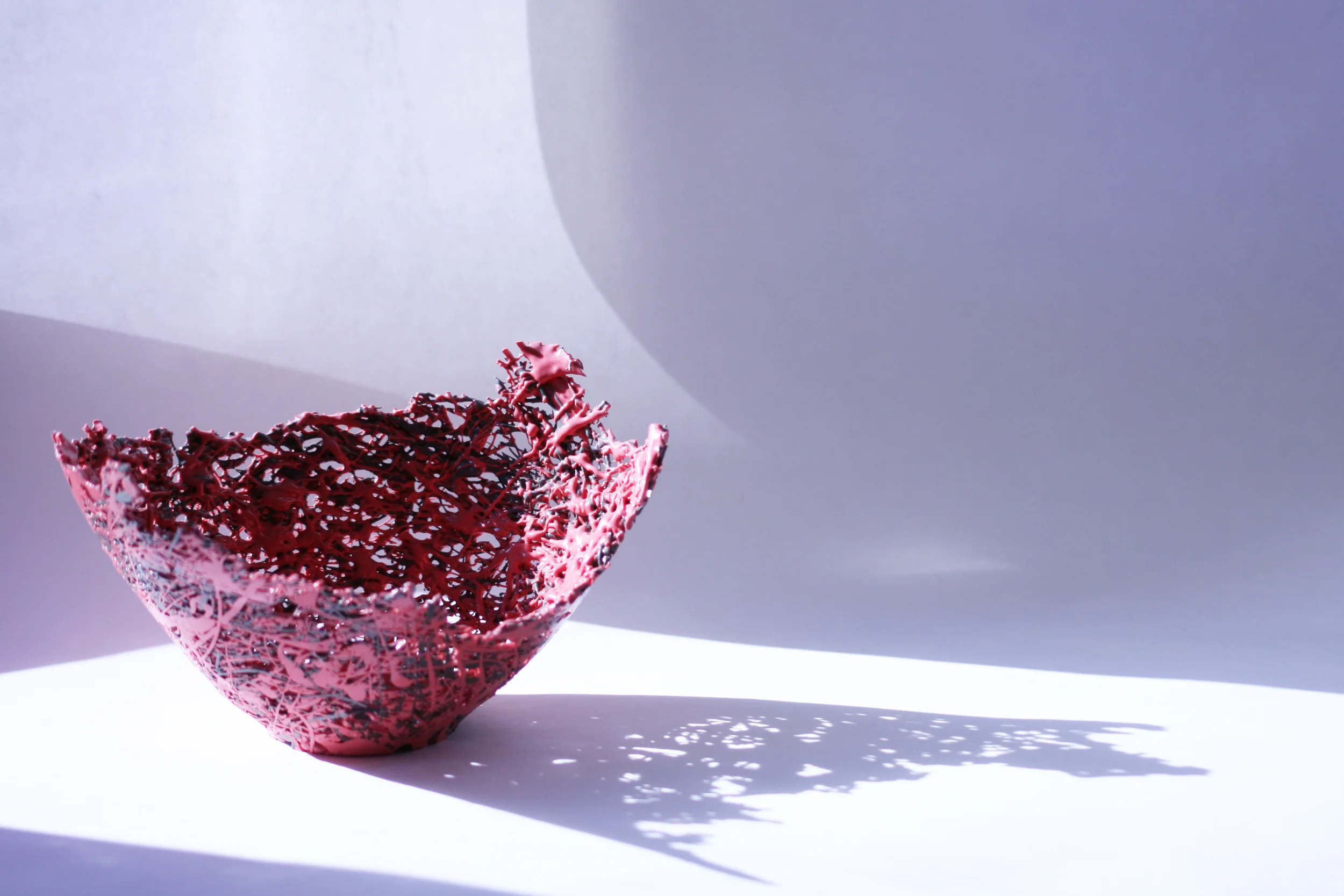 Coral bowl, black and red