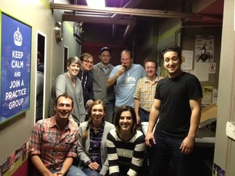 The brilliant improvisational comedians at the Upright Citizens Brigade asked me to be a guest monologist. Who would have thought they could get such laughs from Fermat's Last Theorem? (Front row: Brandon Scott Jones, Lauren Lapkus, Abra Tabak, and Dan Black. Back row: Shannon O'Neill, Gavin Speiller, Michael Kayne, Neil Casey.)