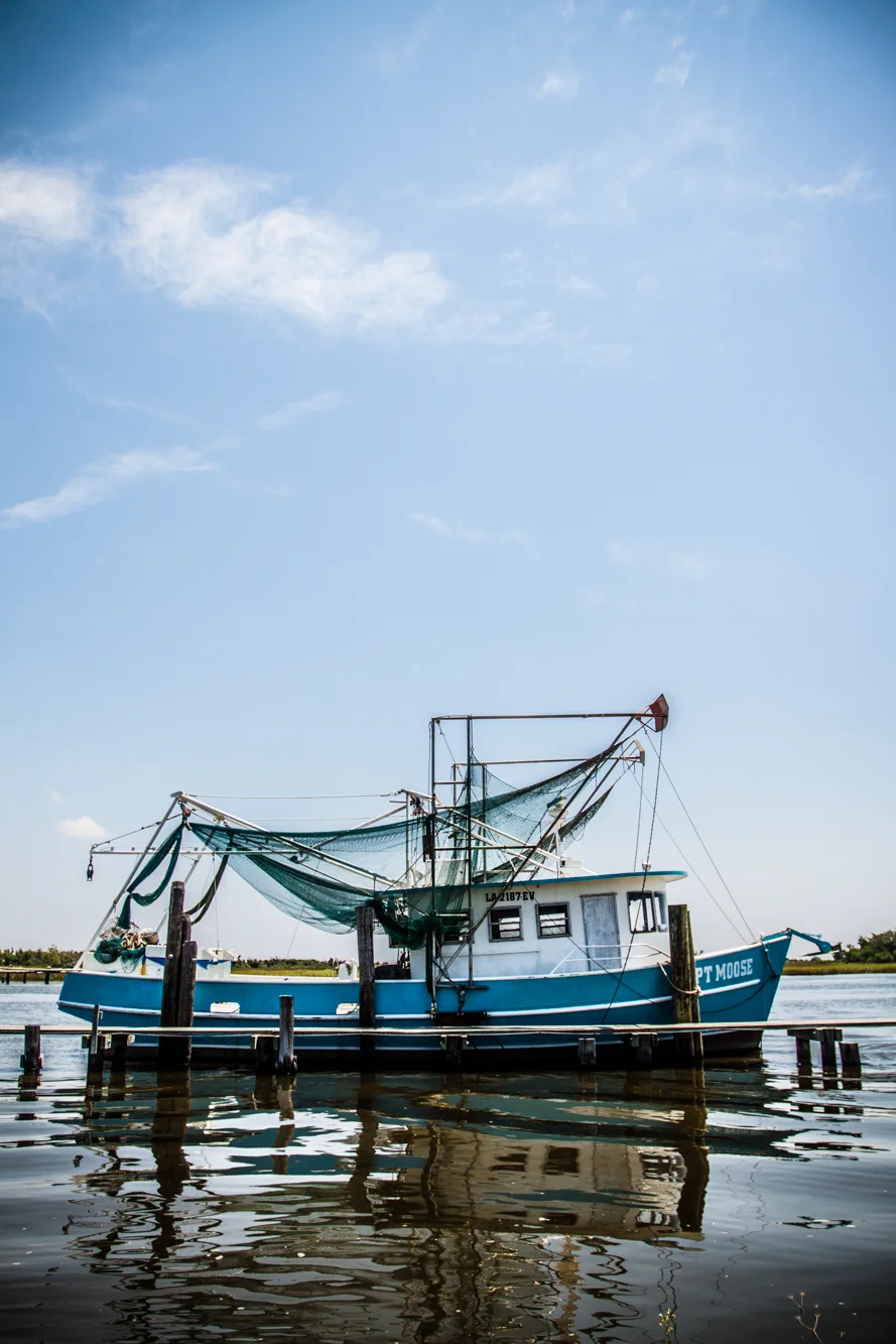 Docked shrimping boat during the BP oil spill.