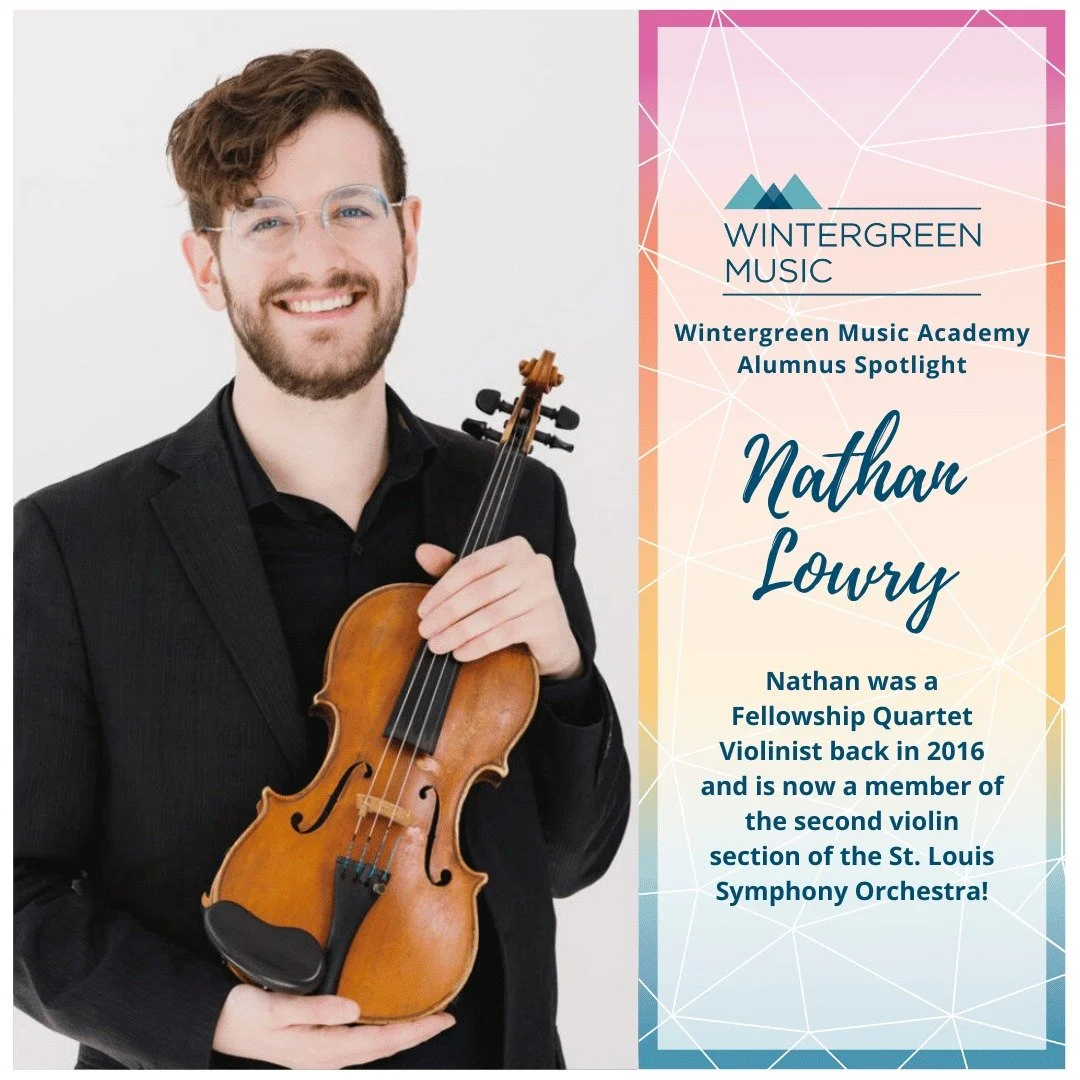 Spotlight on Wintergreen Music Academy alumni, Nathan Lowry! Nathan participated in the Fellowship String Quartet back in 2016 and is currently a member of the second violin section of the St. Louis Symphony Orchestra! 

.
.
.
.
.

@nbcnews @wnrnradi