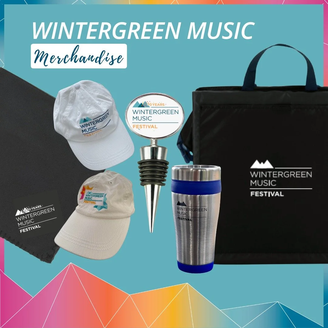 Looking for a perfect Christmas gift for the music lover in your life? Wintergreen Music wine stoppers, blankets, travel mugs, baseball caps, and seat cushions will be available to purchase at the Wintergreen Wonderland concert on December 14! Ticket