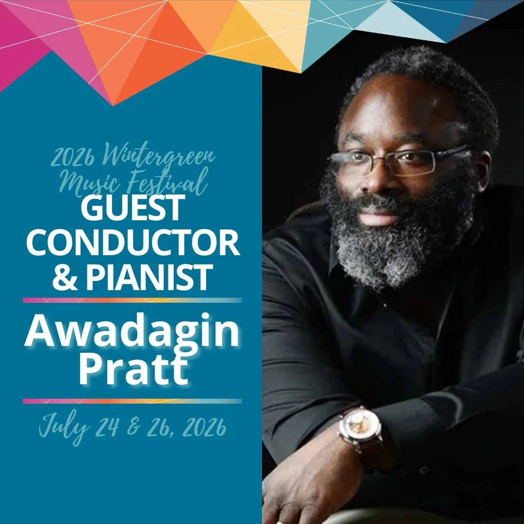 Wintergreen Music is excited to welcome the dynamic Awadagin Pratt to the 2026 Wintergreen Music Festival as both conductor and guest pianist. Experience his artistry on July 24 or 26, featuring a piano concerto and the sweeping power of Rachmaninoff