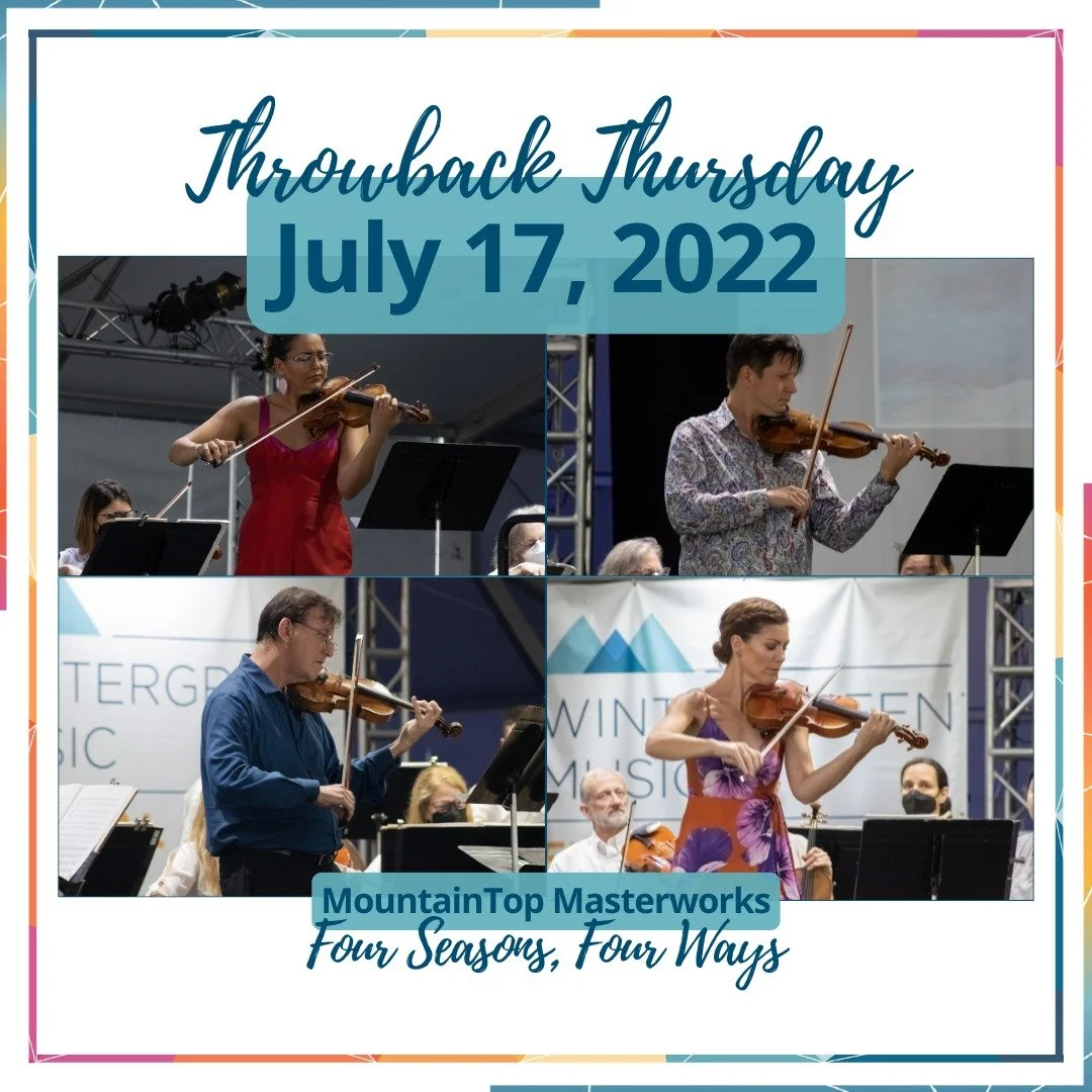 Who remembers this unforgettable journey through the seasons back in 2022? Wintergreen Music Festival Artists Meredith Riley, Ross Monroe Winter, John Meisner, and Elizabeth Vonderheide performed Vivaldi's &ldquo;Autumn&rdquo; from "The Four Sea