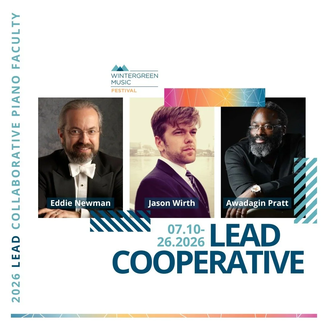 Join Eddie Newman, Jason Wirth, and Awadagin Pratt for the 2026 LEAD Cooperative Collaborative Piano program, which includes masterclasses on exploring piano concertos, applied lessons, chamber music rehearsals with instrumental and vocal LEAD studen