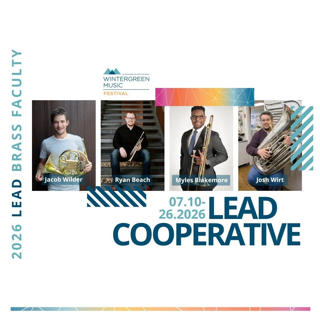 Introducing the brass faculty for the 2026 LEAD Cooperative! Explore the intricacies of performing chamber music with musicians outside of your discipline, receive private lessons, regular coachings, masterclasses, professional development, workshops