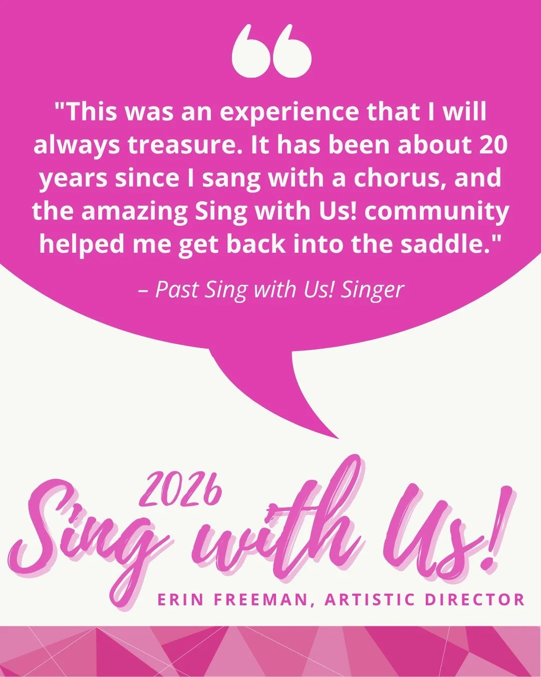 Visit the link in our bio to reserve your spot for Sing with Us! 2026! Don't miss an opportunity to join Artistic Director Erin Freeman in rehearsals and a performance of Mozart's Missa brevis and the world premiere choral version of Susan Greenbaum'