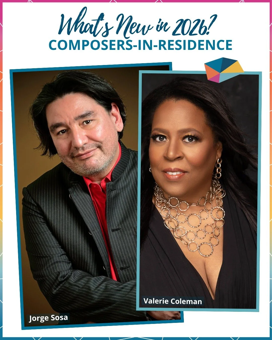 Introducing our 2026 Composers-in-Residence, Jorge Sosa and Valerie Coleman! In addition to working with our LEAD students, Valerie Coleman's Tracing Visions will be performed on the MountainTop Masterworks III concerts on July 17 and 20, and Jorge S