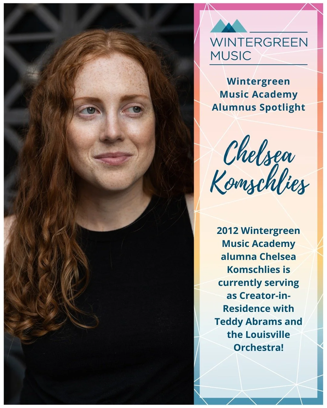 We love seeing where our alumni's musical journeys take them! Shoutout to Wintergreen Music Academy alumna Chelsea Komschlies (Composition, 2012), who is currently Creator-in-Residence with Teddy Abrams and the Louisville Orchestra, with recent proje