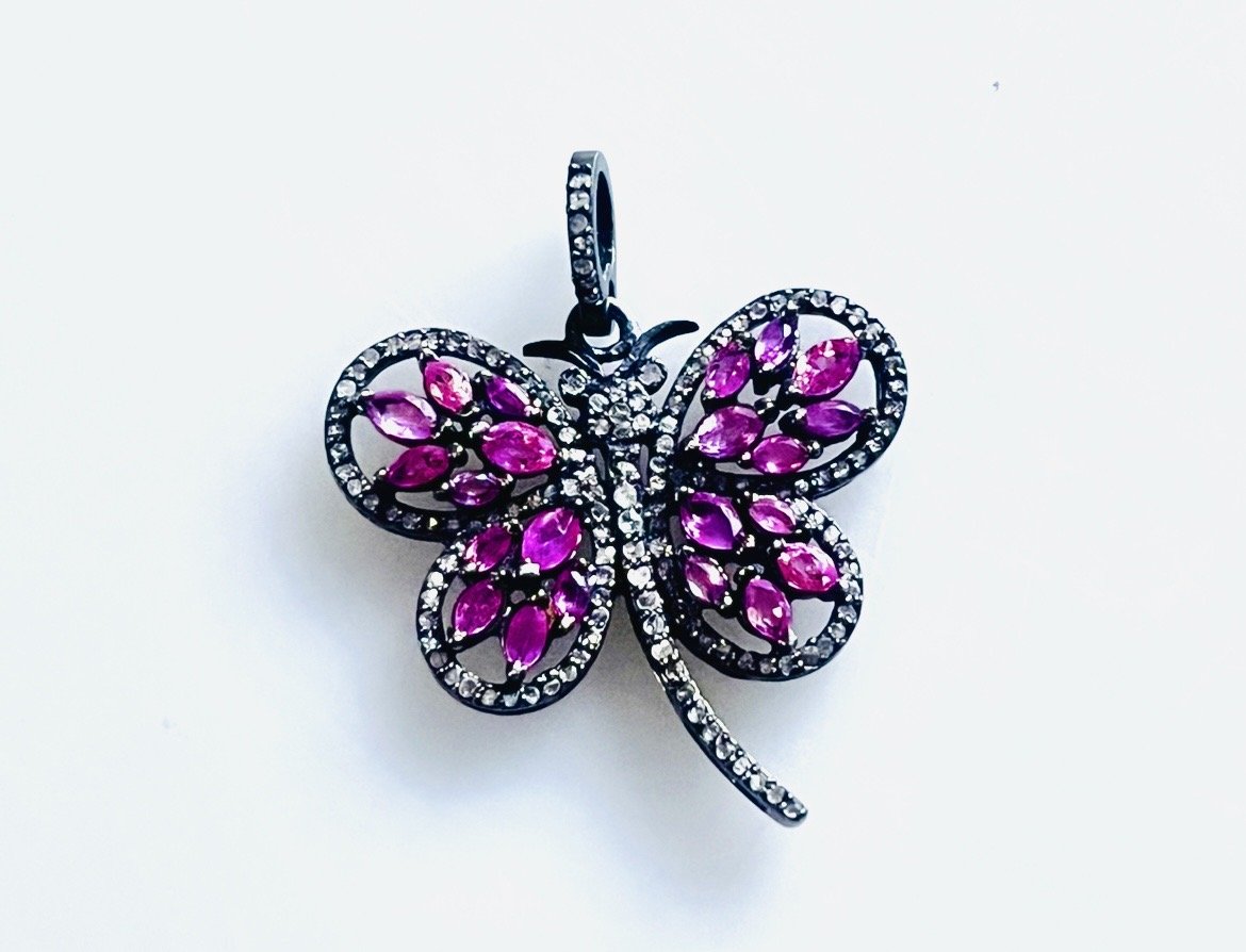 Sapphire and diamond butterfly