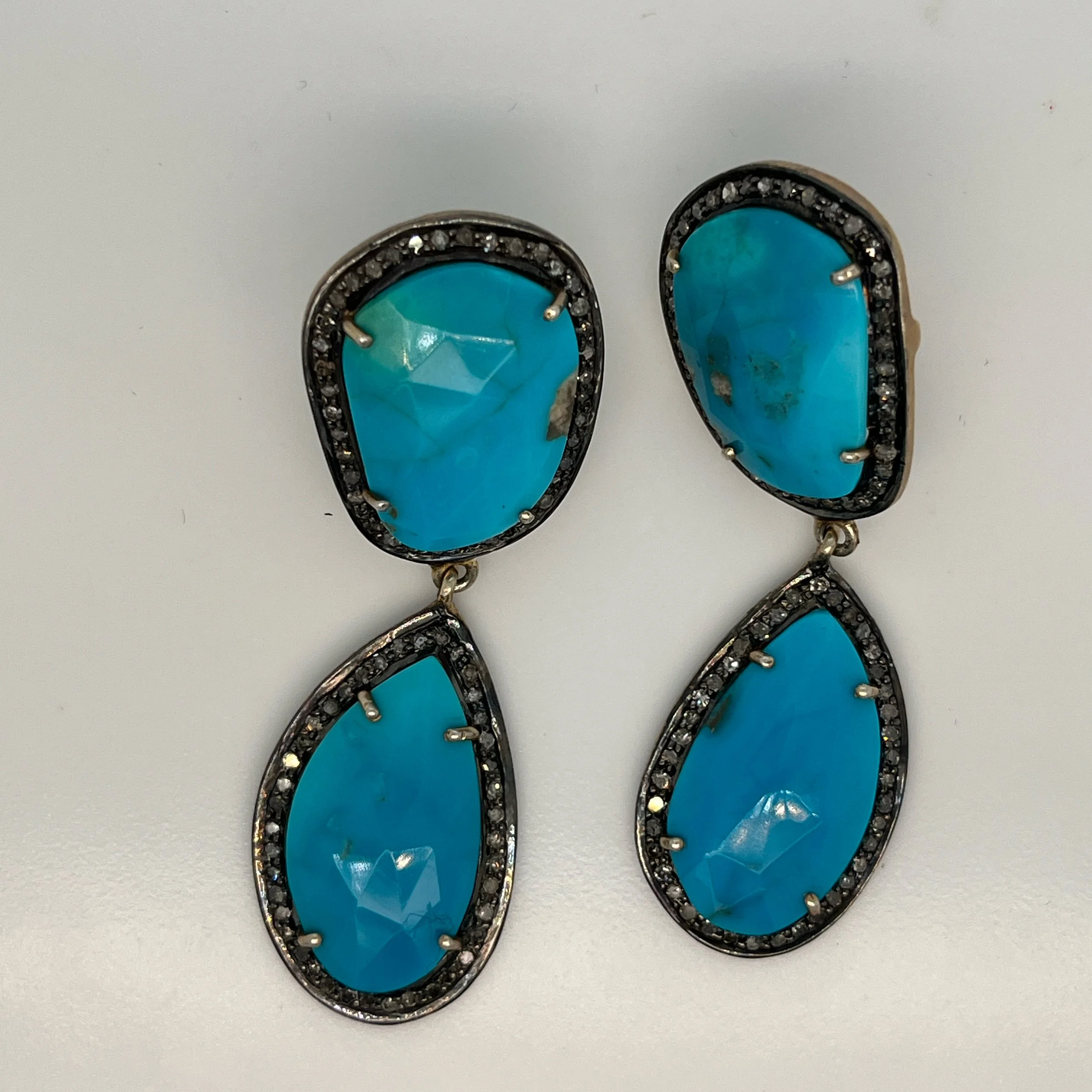 Turquoise and diamond earrings