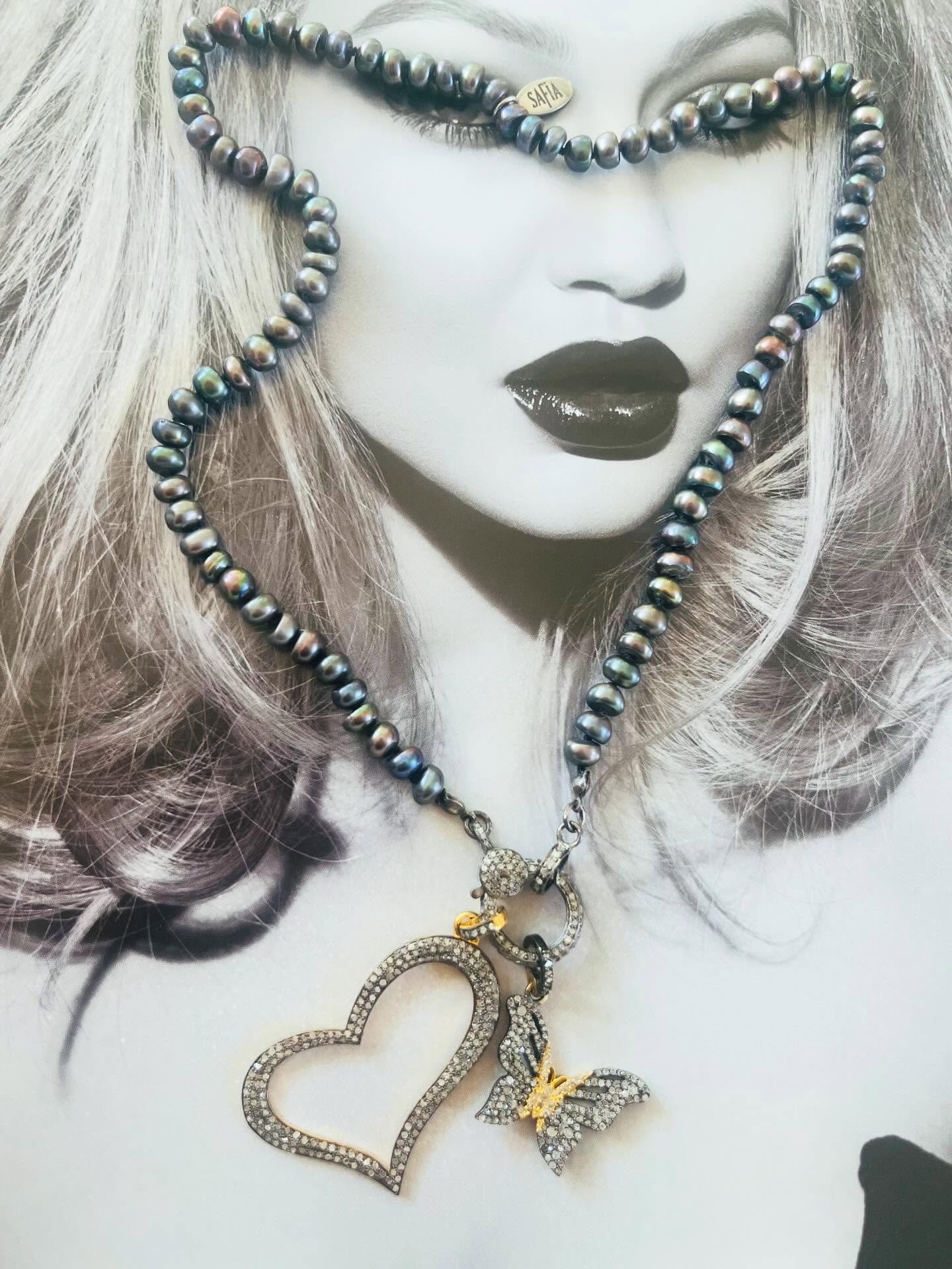 Two for Tuesday❣️❣️ 
Pave diamond butterfly and heart....love and abundance...
 SafiaDay.com 

#safiaday #safiadayjewelry #designerjewelry #statementjewelry #luxurystyle