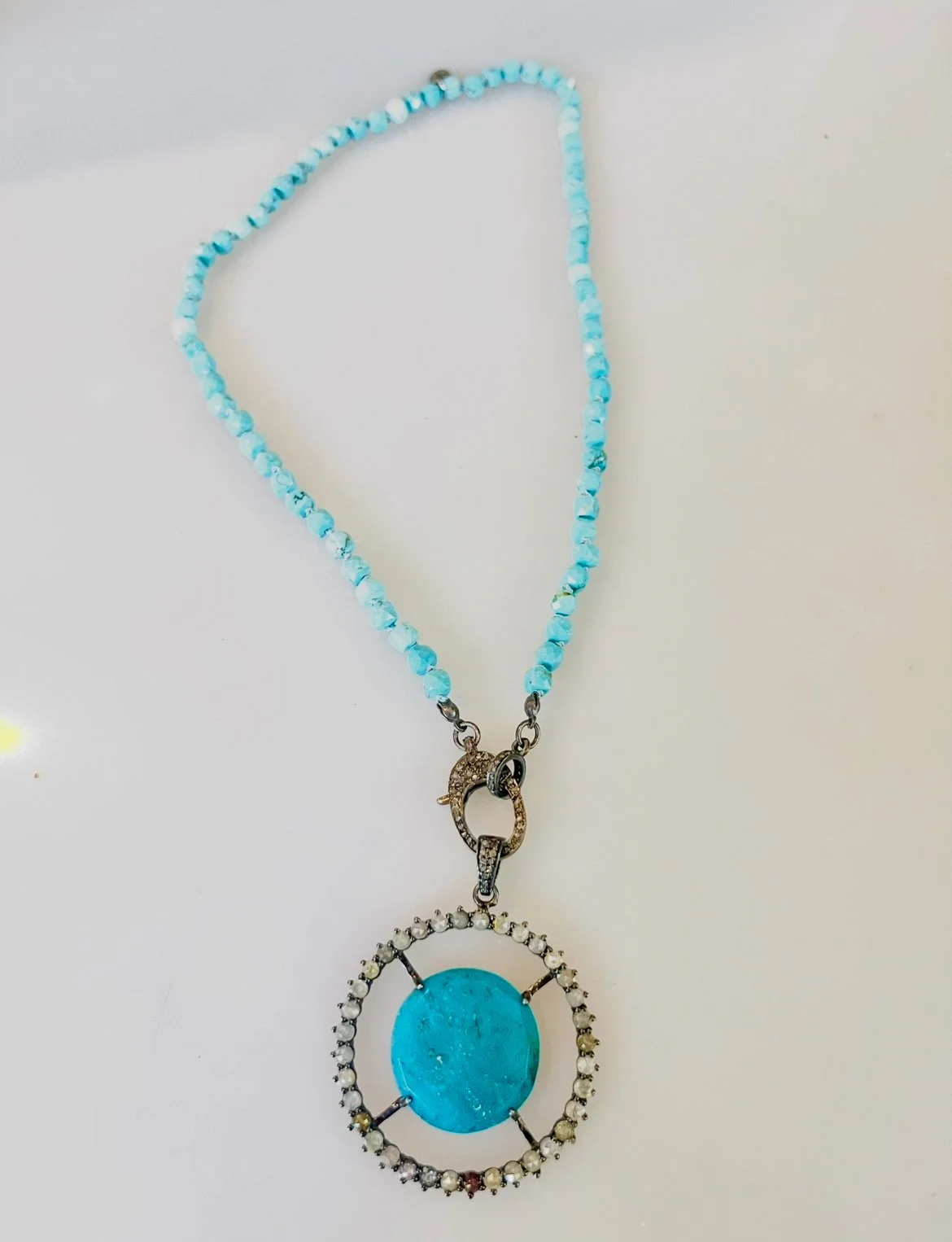 Turquoise with rose cut diamonds