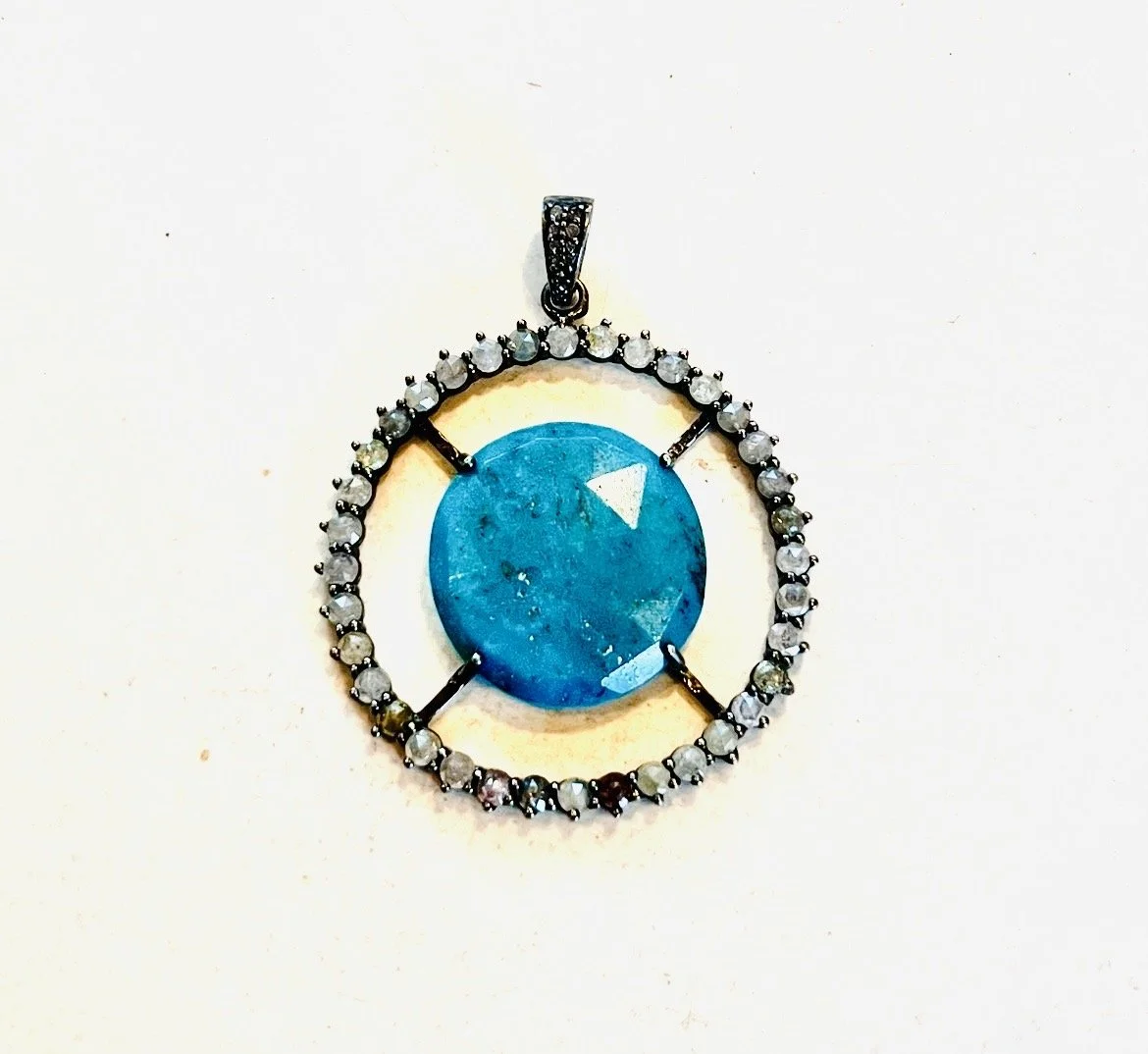 Turquoise and rose cut diamonds