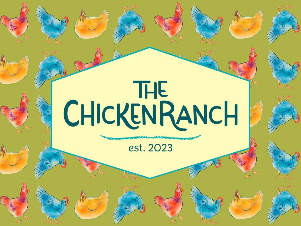 The Chicken Ranch Logo Design Presentation with Branded Pattern