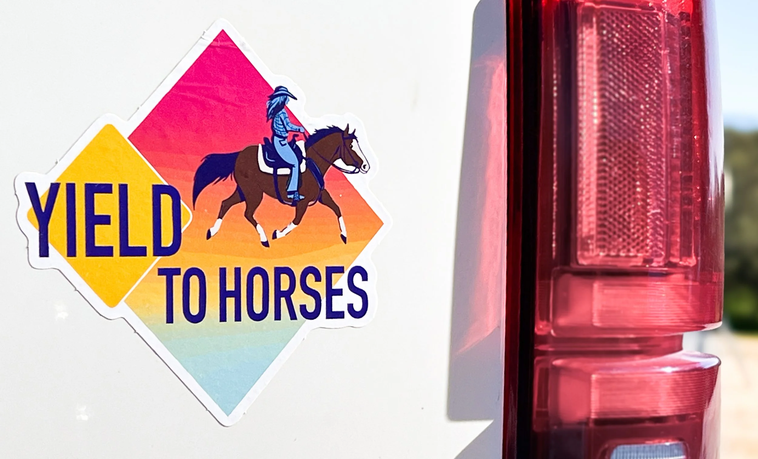 Yield to Horses Equestrian Bumper Sticker Logo Design