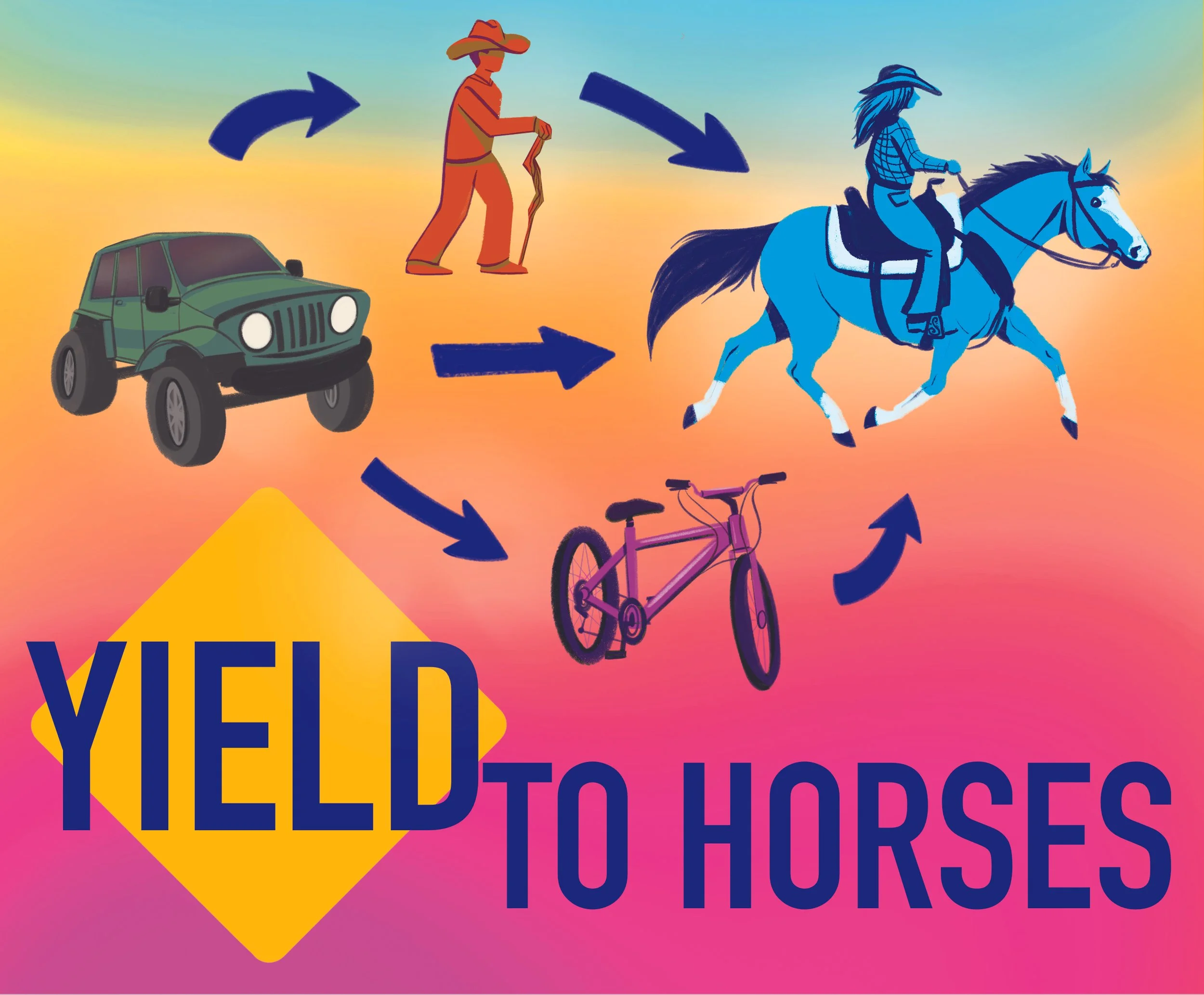 Illustration for Yield to Horses Campaign