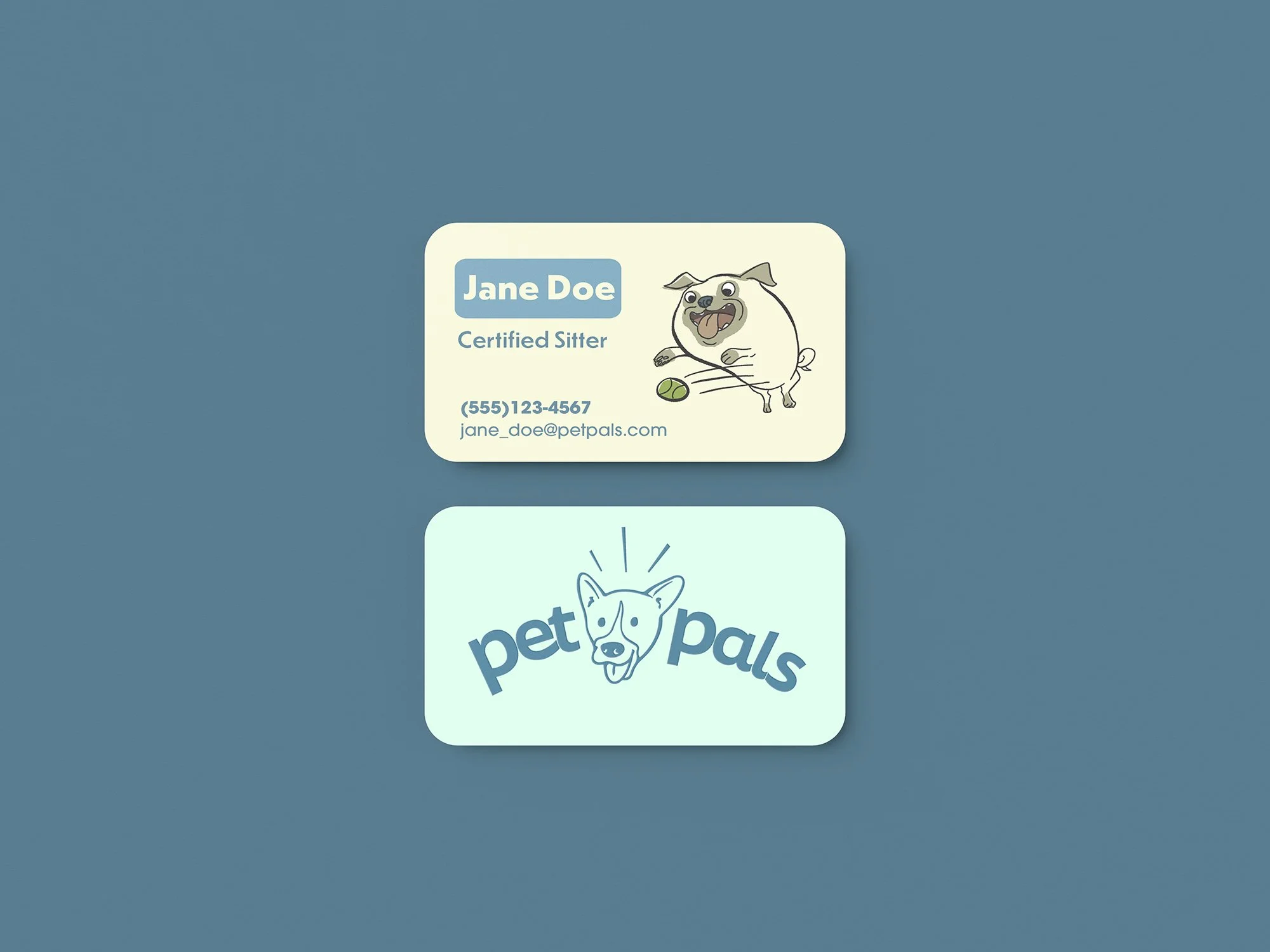 Business cards with pet business brand and logo design