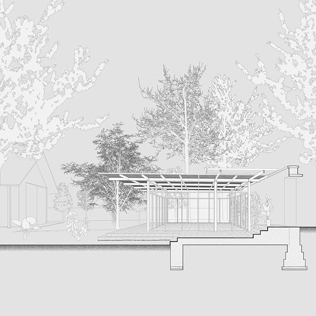 Sections through Kamara Projects&rsquo; Garden Pavilion at the Early Childhood Center in Kathmandu, Nepal. 
#section #perspective #preschool #pavilion #architecture #drawing #representation #kathmandu #nepal