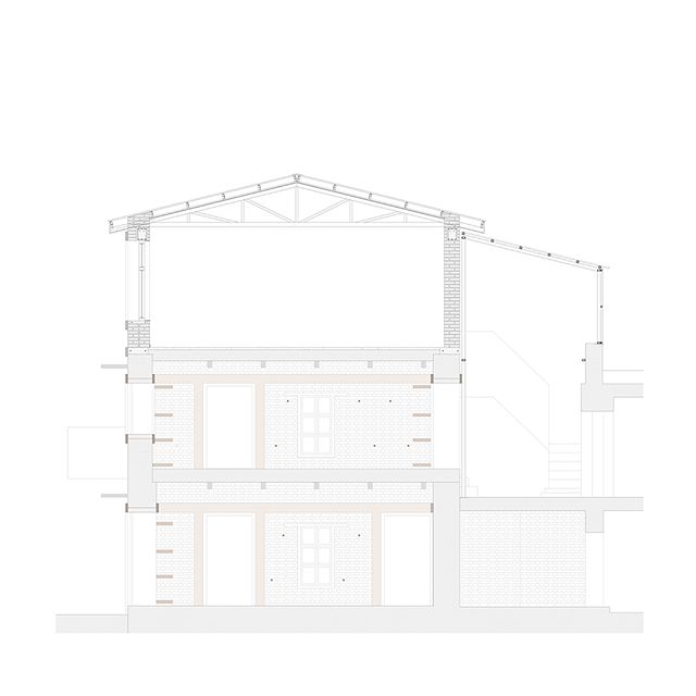 Kamara Projects&rsquo; Loft Retrofit, completed in 2016 (following the Nepal earthquake), with seismic reinforcements. 
#seismic #kathmandu #nepal #architecturaldrawing