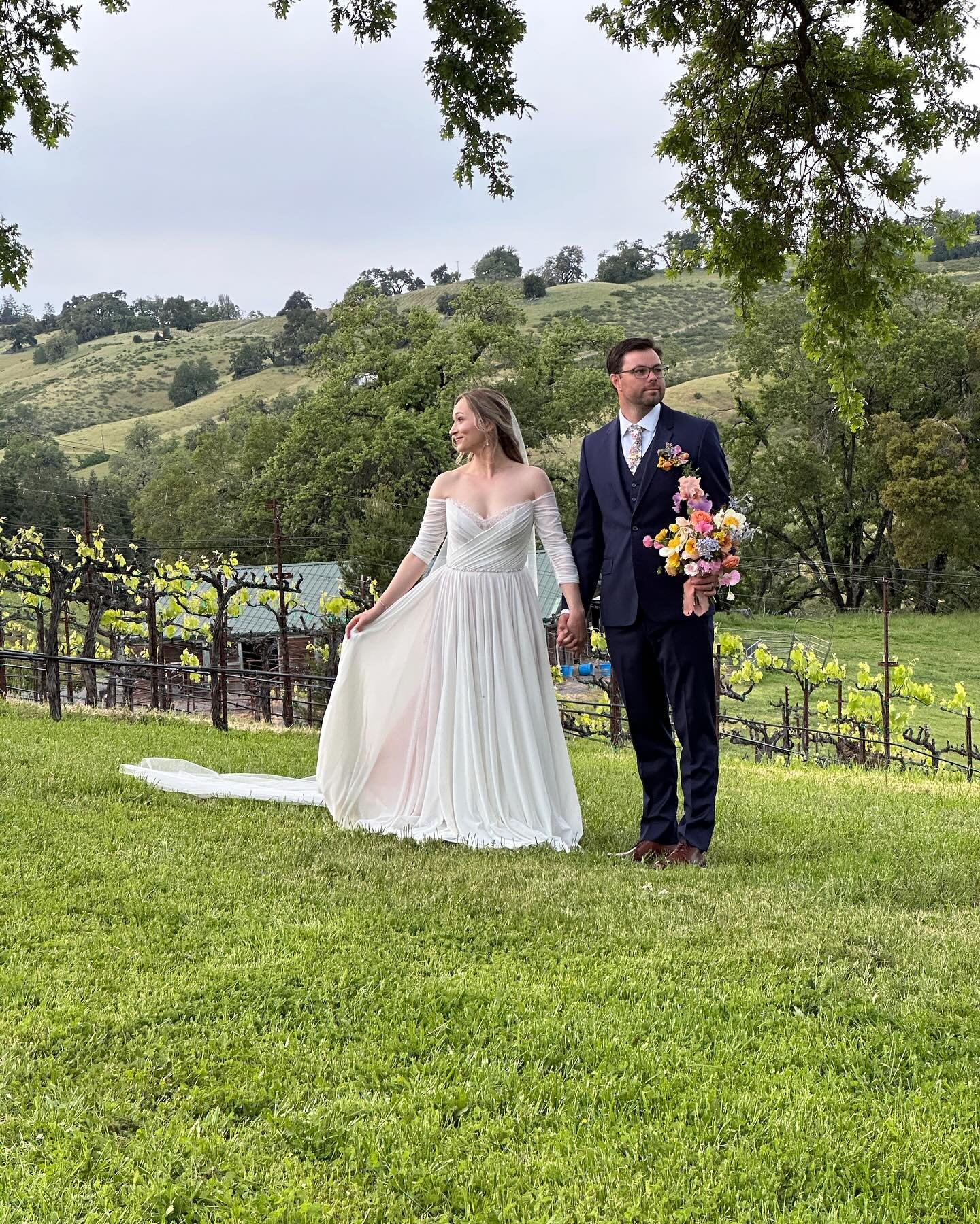 A glimpse of Emily &amp; James&rsquo;s in our upper vineyard at their wedding yesterday. A truly whimsical moment. Can&rsquo;t wait to see the photos from the pro @taratracyphotography 

#thehighlandsestate
#destinationwedding #sonomawedding #napawed