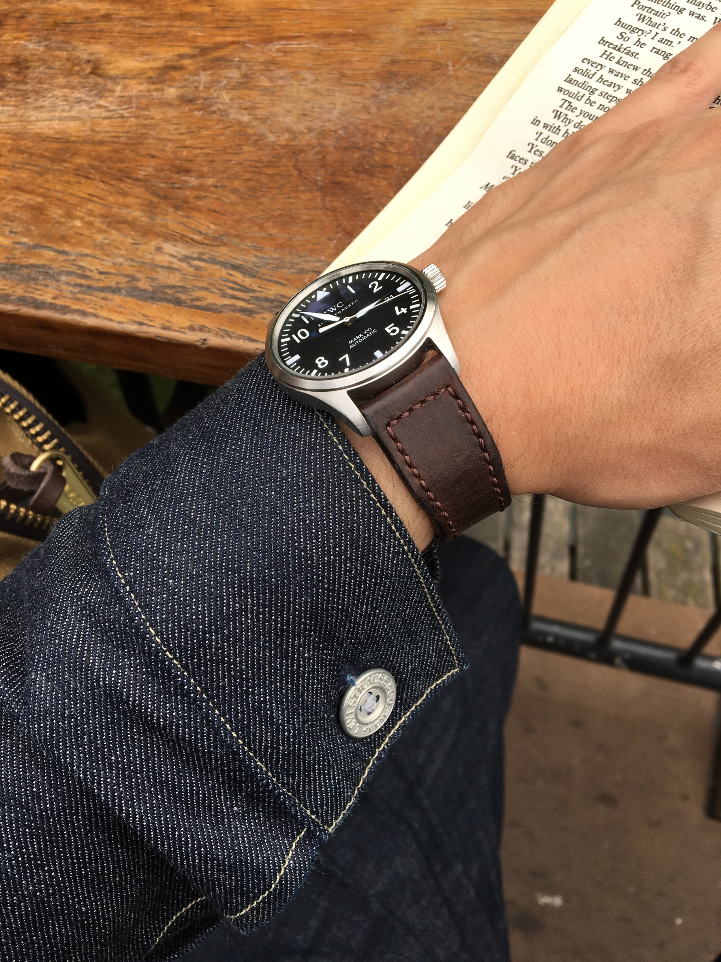 Casual snob IWC Mark XVI and Brown Strap.JPG