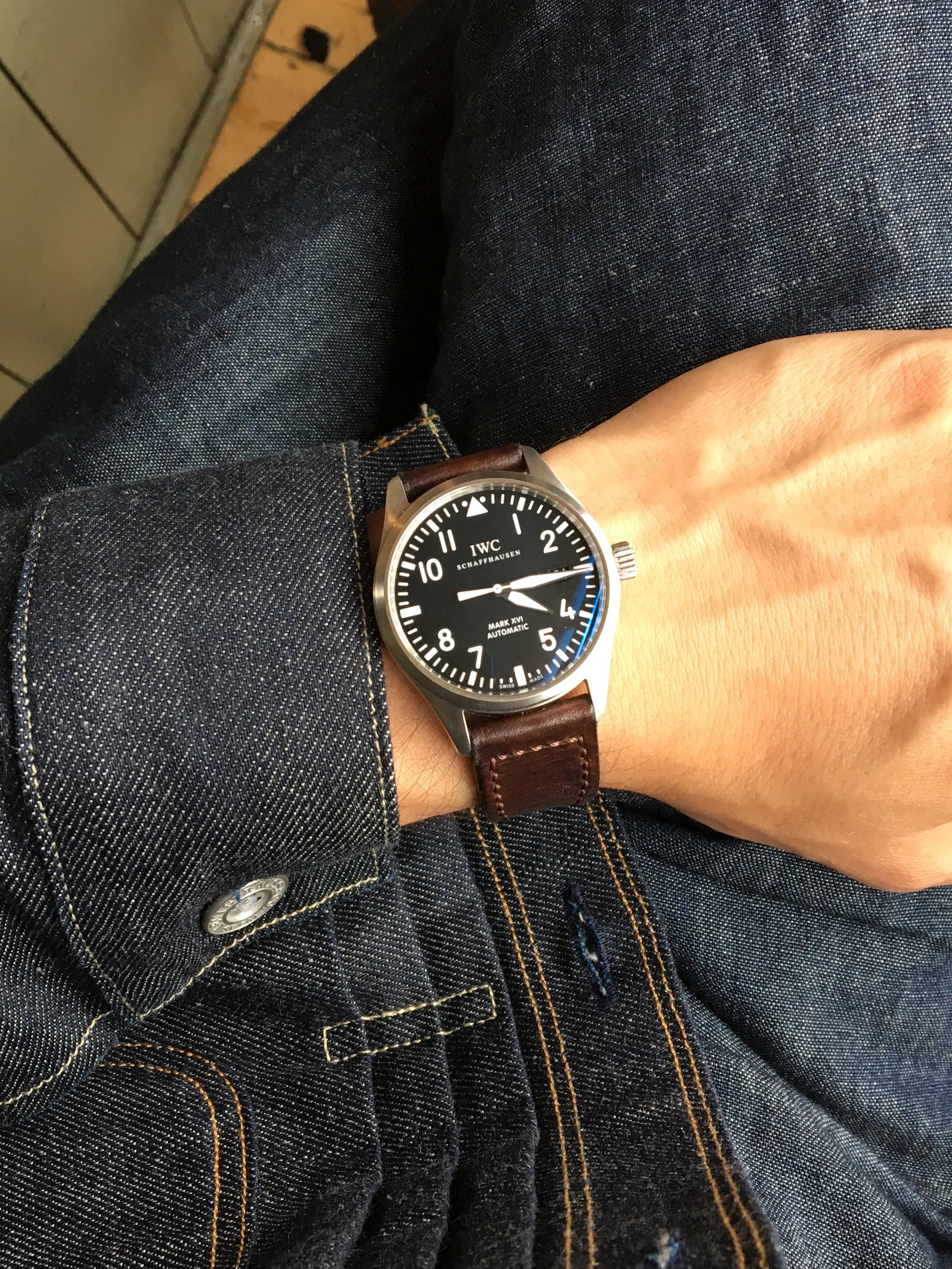 Casual snob IWC Mark XVI and Brown Strap 2.jpg