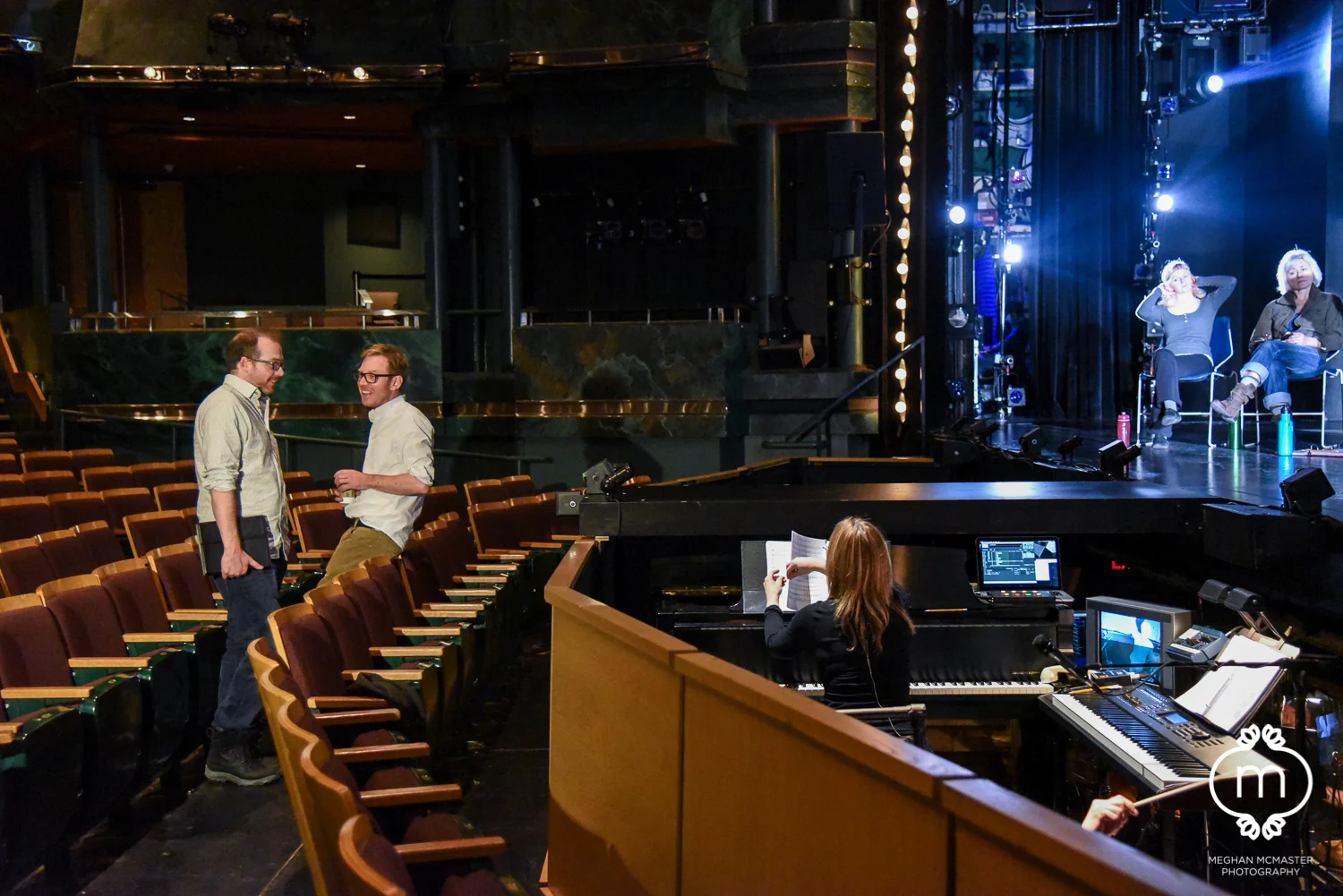 Nicholas Lloyd Webber and James D. Reid listening in on a world premiere of The Little Prince - The Musical rehearsal at Theatre Calgary.