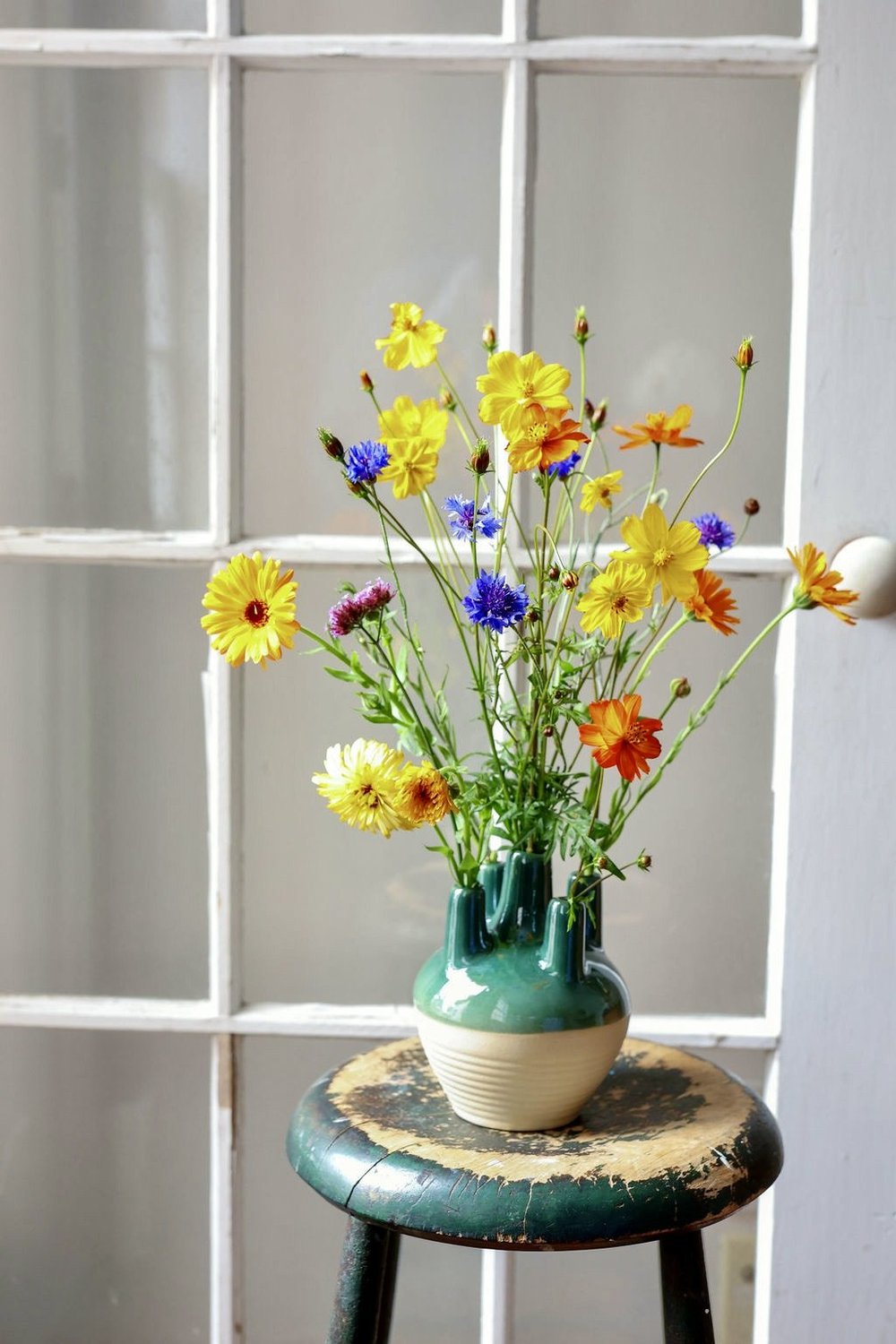 Vase pique fleurs grès émaillé