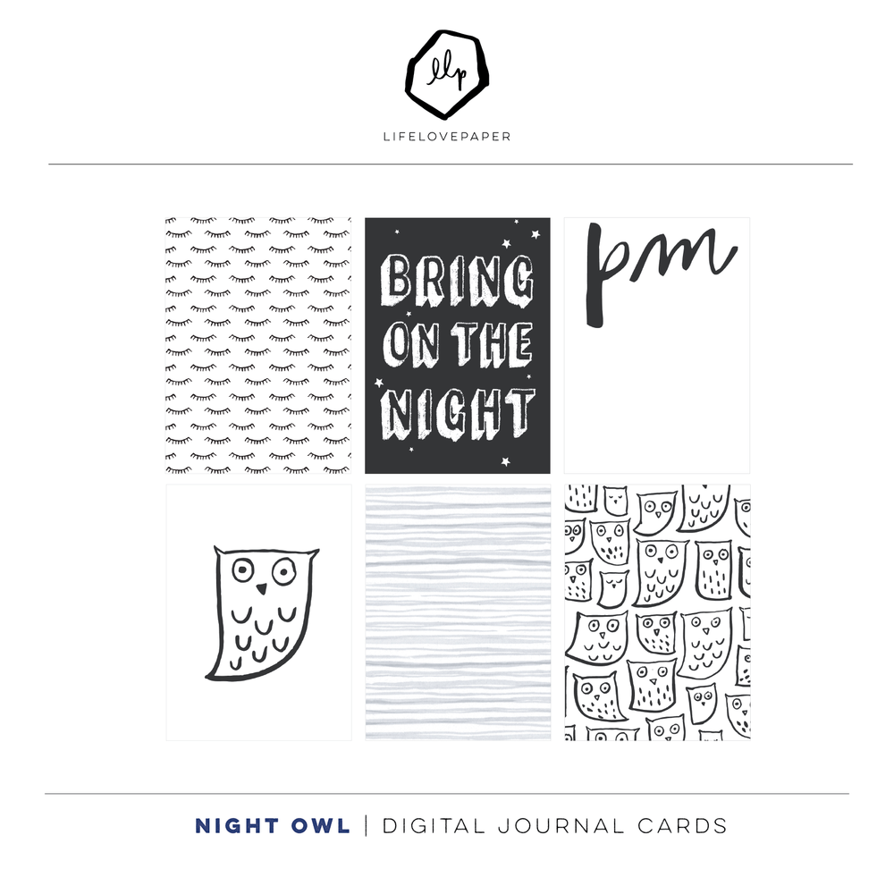 Black and White Cards, Digital Journal Cards, Project Life, Printable,  Black and White, Digital Download, Instant Download 