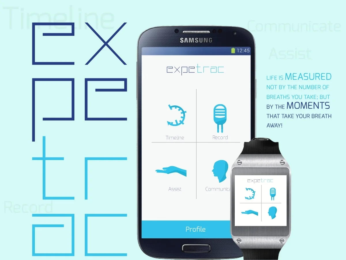 expeTRAC creates a curated virtual timeline, records the user's experiences, assists by providing vital information and helps them communicate and track each other.