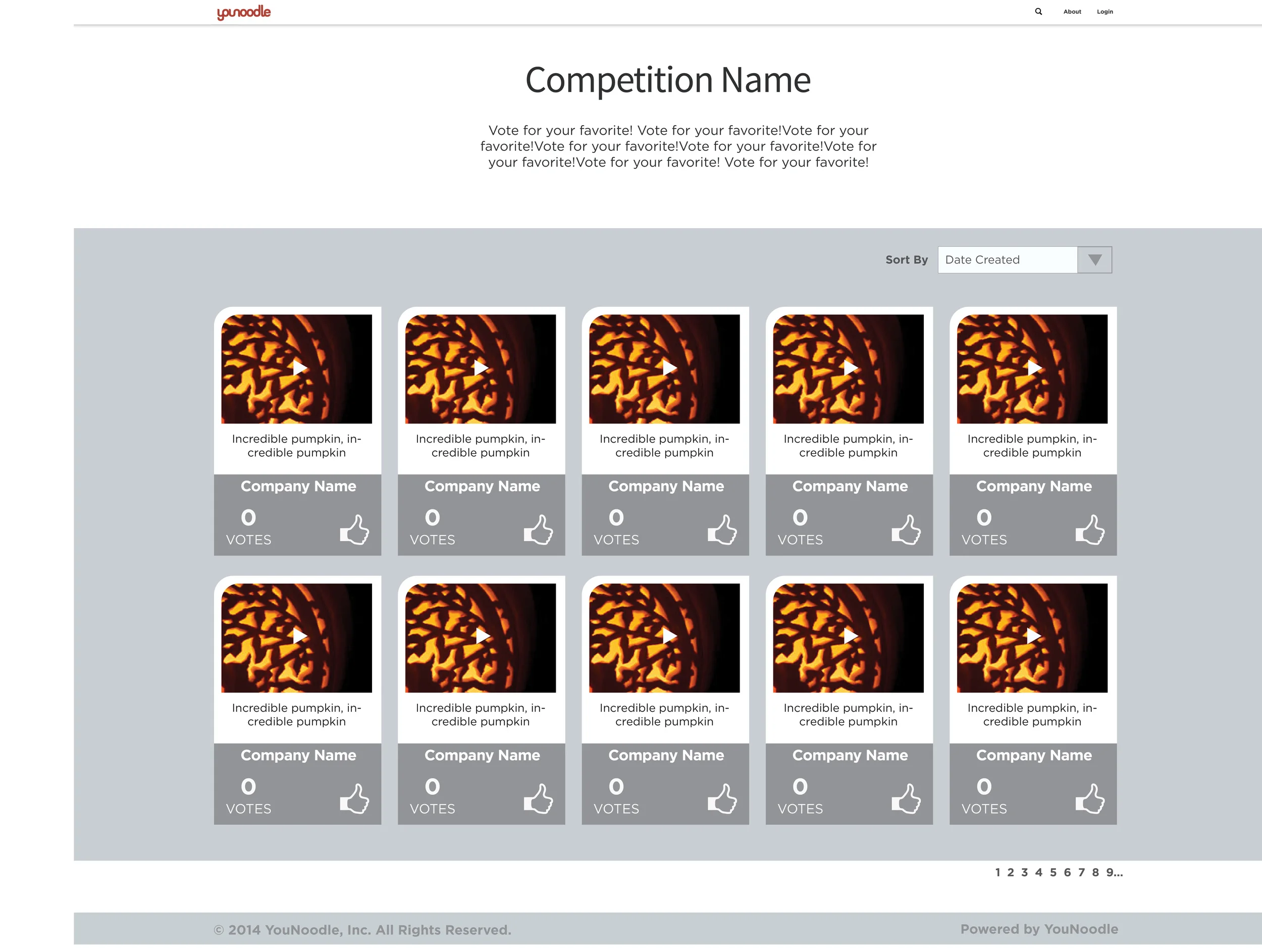 Iteration 1: Added a sort by option above the gallery of videos, added pages that is indicated by page numbers the bottom, thus no scrolling is required. Gave a horizontal grey background to make the page cohesive with the rest of the site redesign.