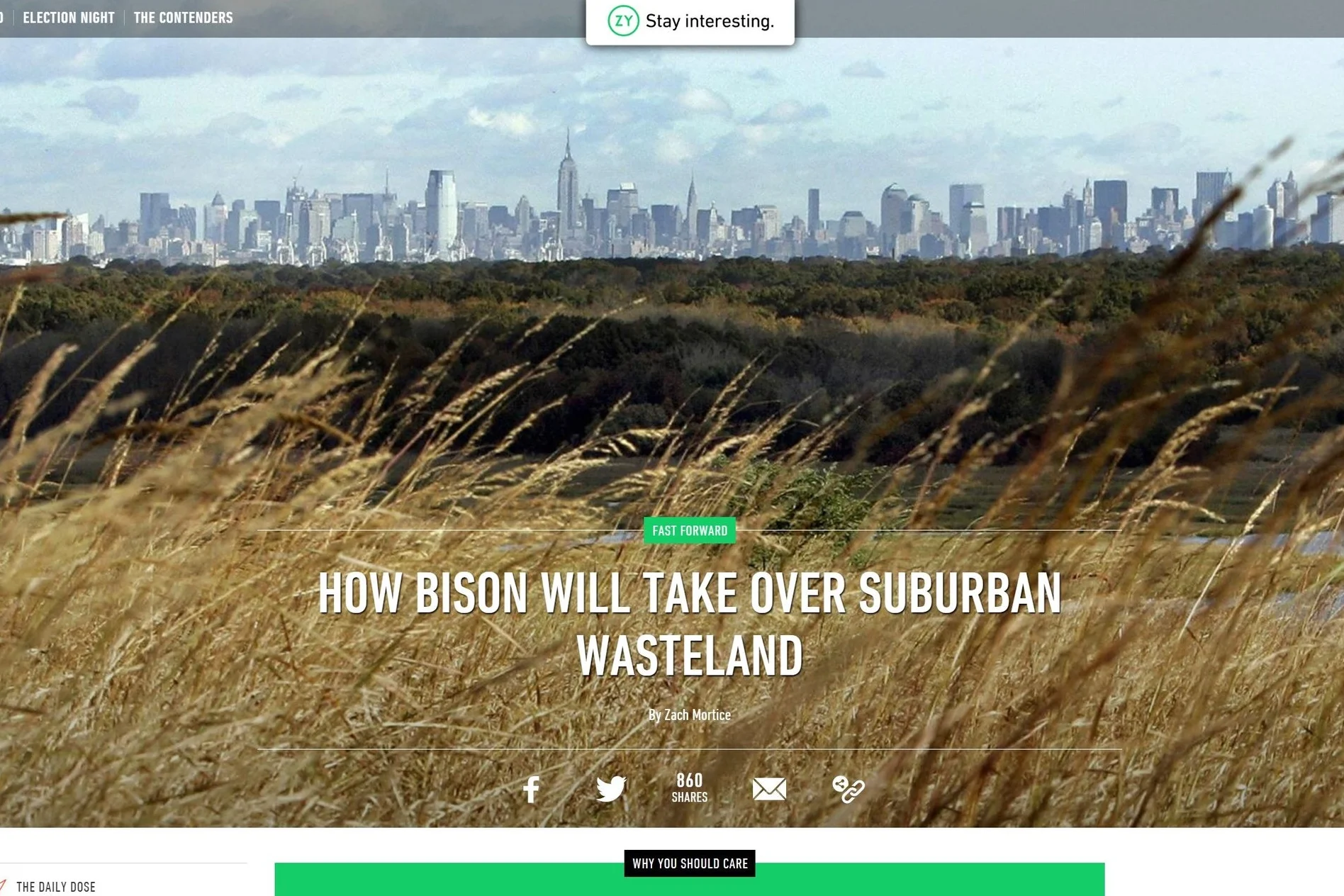 OZY: "How Bison Will Take Over Suburban Wasteland"